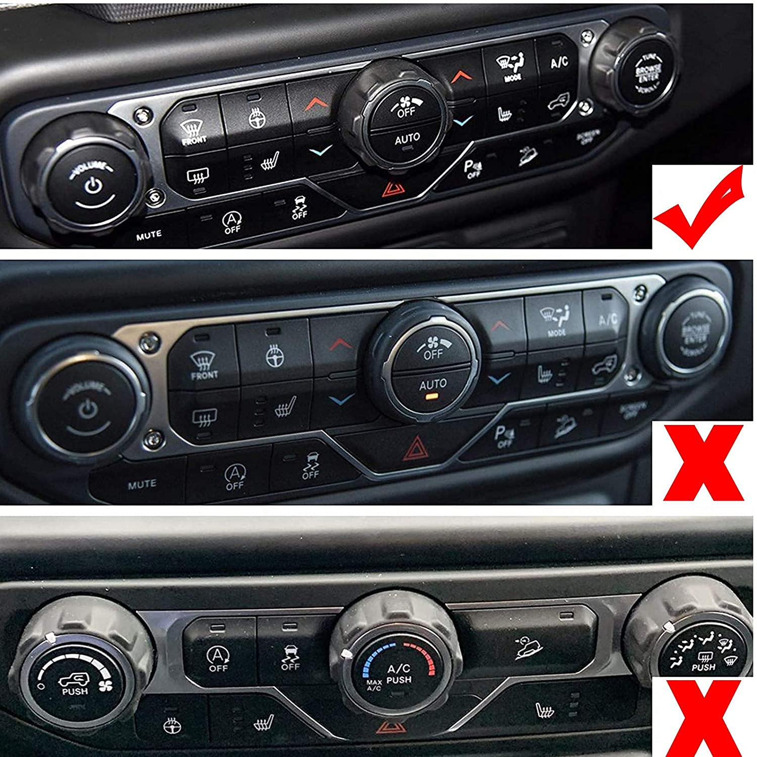 Voodonala Air Conditioner Headlight Switch Knob Trim For 2018-2023+ Jeep Wrangler Jl Jlu Gladiator Jt,Aluminum Alloy 4Pcs(Only F