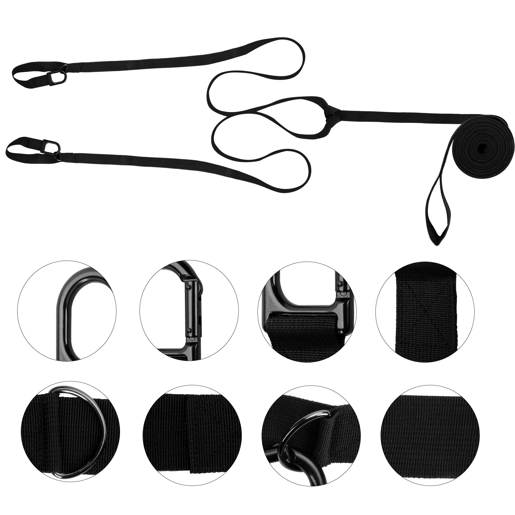 moonoom 17.5ft Heavy-Duty Snowmobile Tow Strap, 400kg Break Strength, Upgraded Black, Emergency Off Tow Rope for Sled or ATV