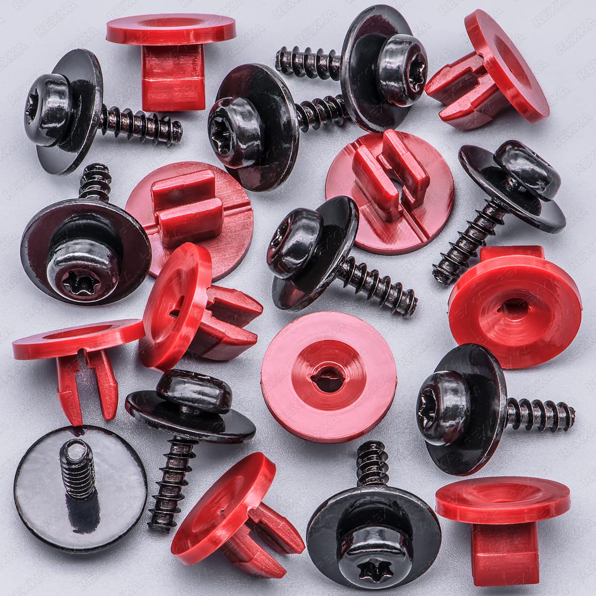 Rexka 10 Sets Engine Splash Shield Screws for Ford - T30 Torx Head Bolts and Grommets for Undertray Engine Fender Liner Deflecto