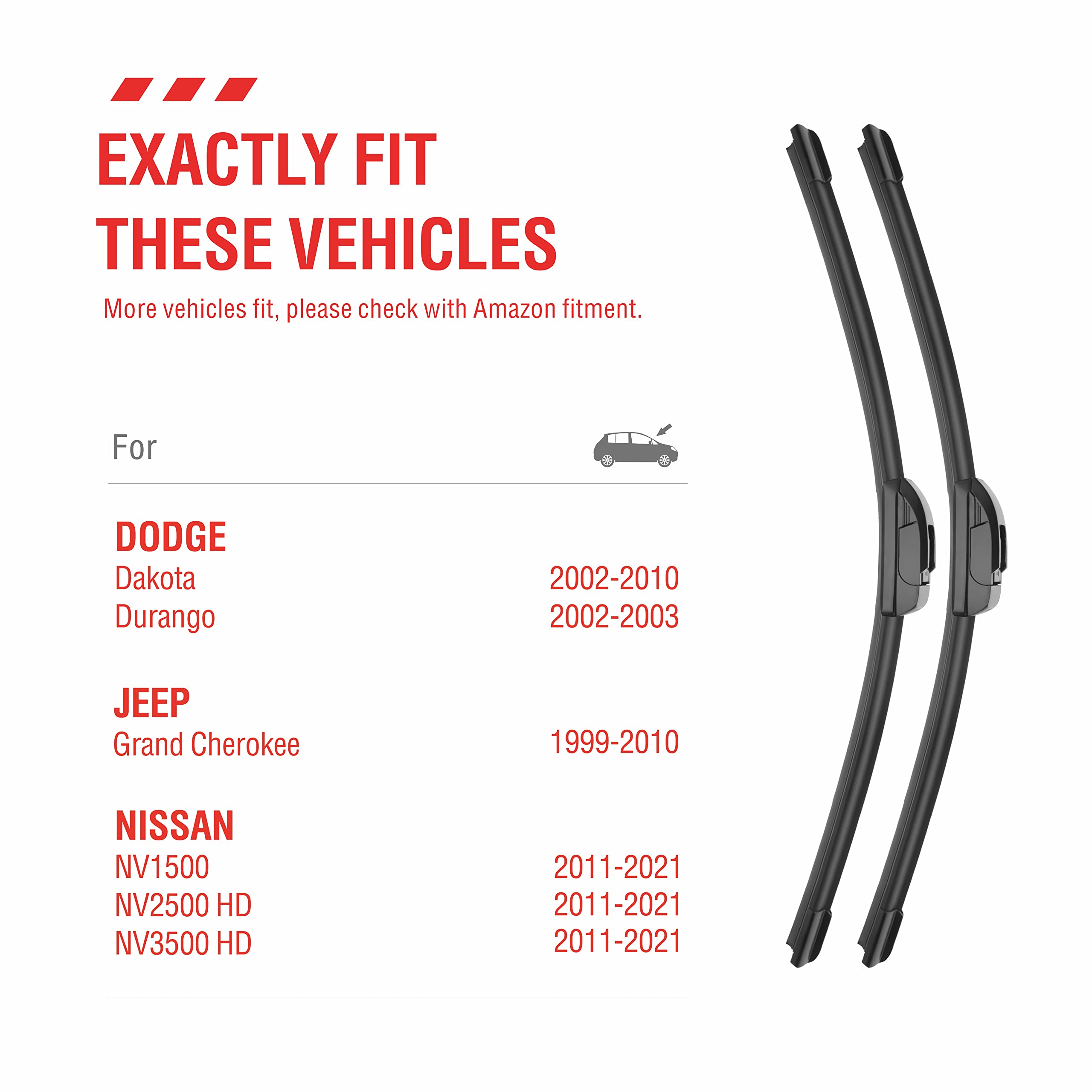 Oem Quality Performance Premium 21 Wiper Blades 2 Pack,All-Season Auto Replacement Windshield Wiper Blades,Fit Grand Cherokee 20