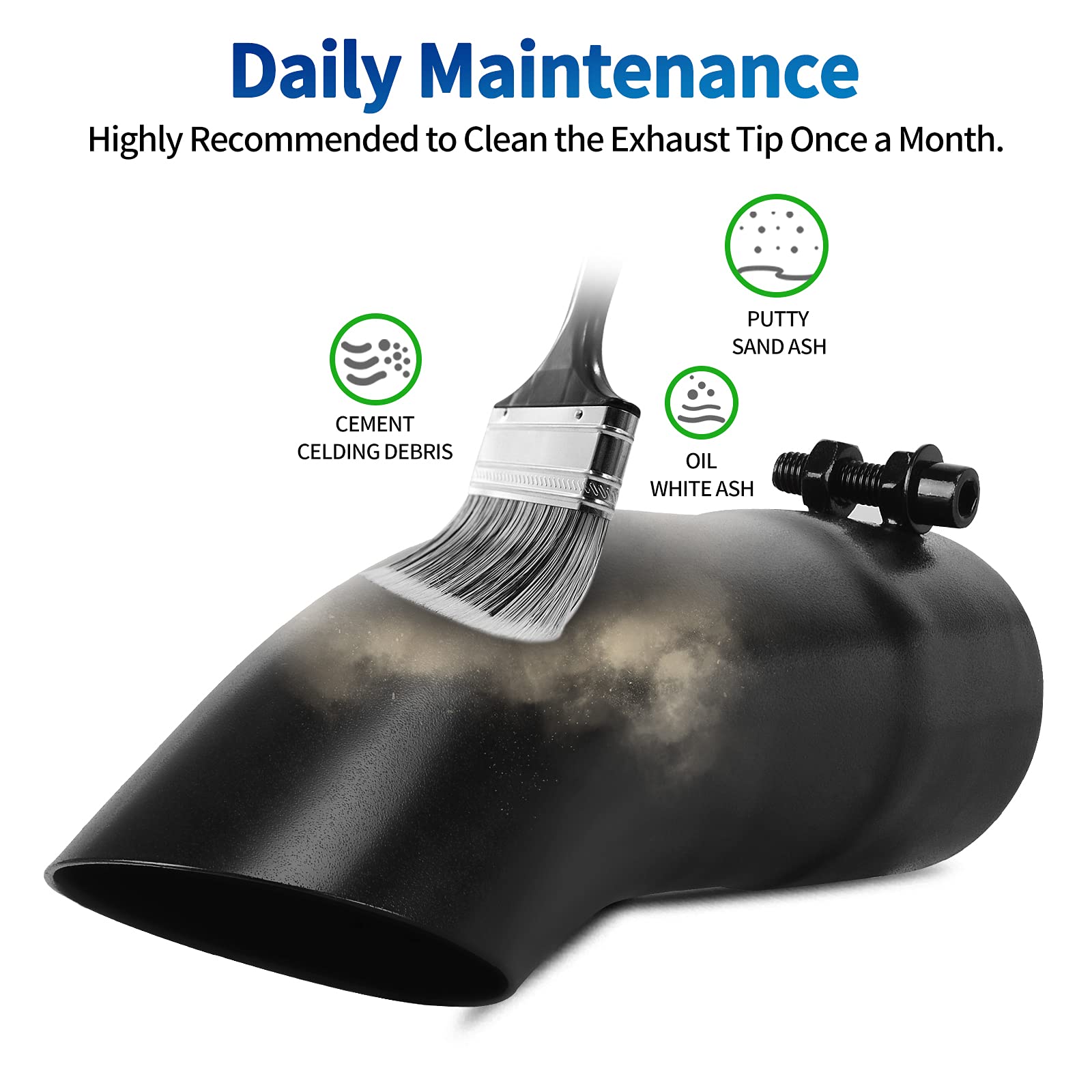 Autosaver88 2.25 Inch Black Exhaust Tip, 2.25'' Inlet 2.25'' Outlet 9'' Overall Length Powder Coated Finish Stainless Steel Turn