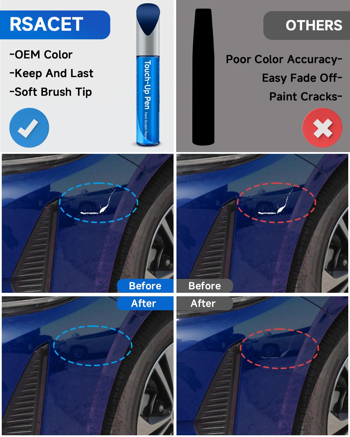 8T5 Dark Blue Metallic Touch Up Paint Compatible with Toyota Exact Match Touch Up Paint Car Scratch Repair