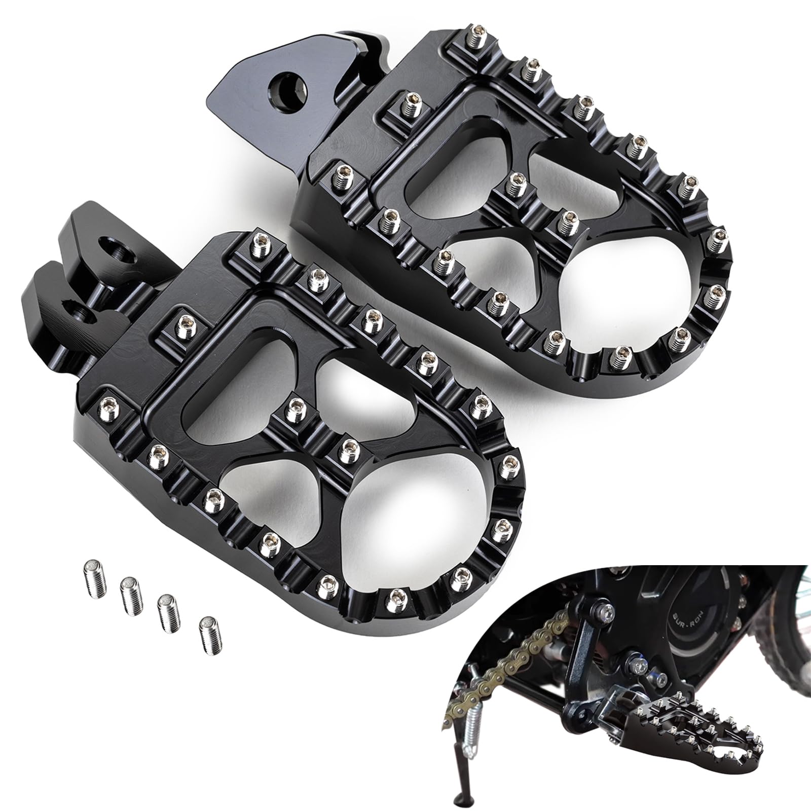 Hopider Sur Ron Foot Pegs, Motorcycle Foot Pegs Dirt Bike CNC Footpegs Foot Pedals Rests Compatible with Sur Ron Light Bee S/X S