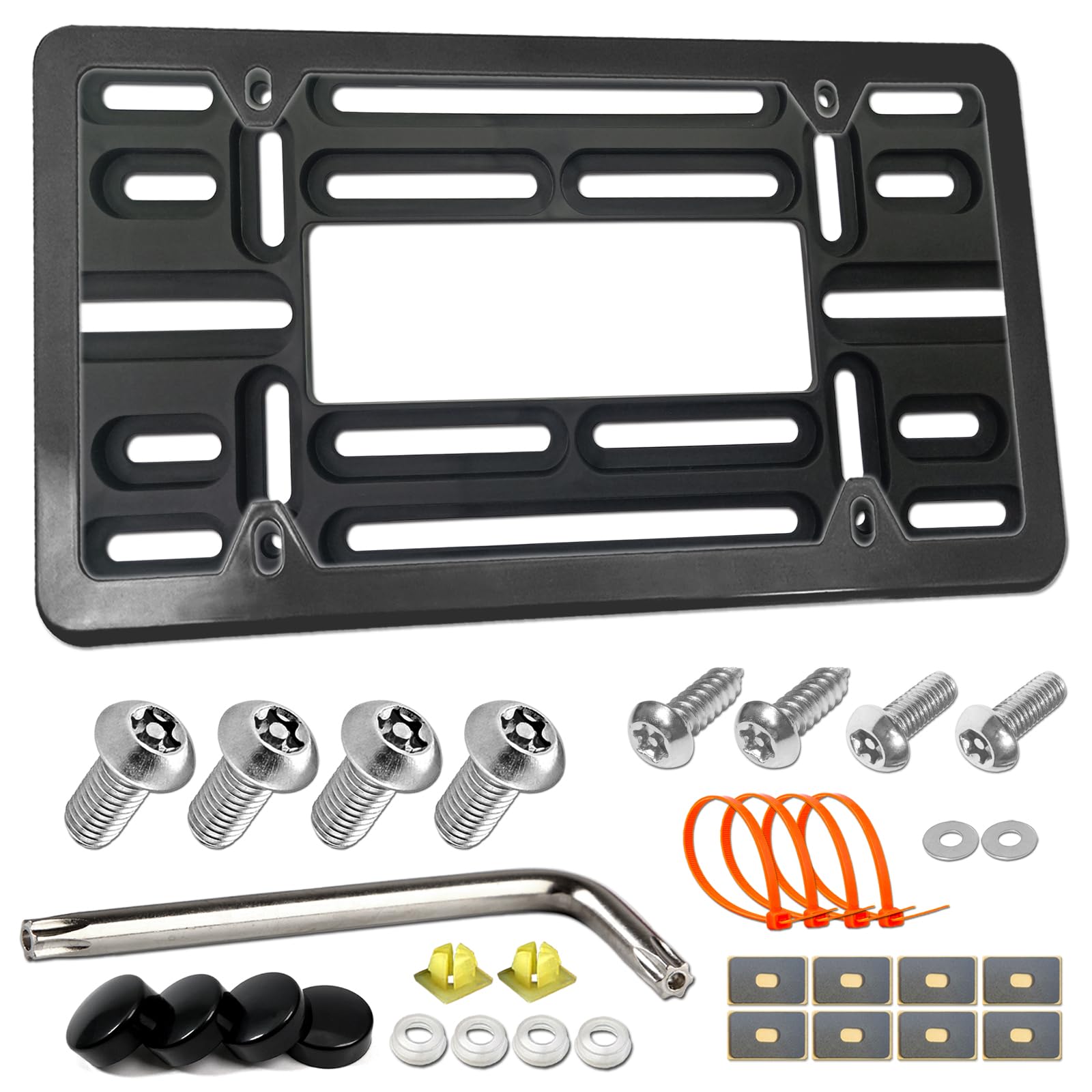 Bggtmo Front License Plate Mounting Kit- Universal License Plate Bracket & Black Aluminum Car Tag Frame For 2 Drill Hole Front B