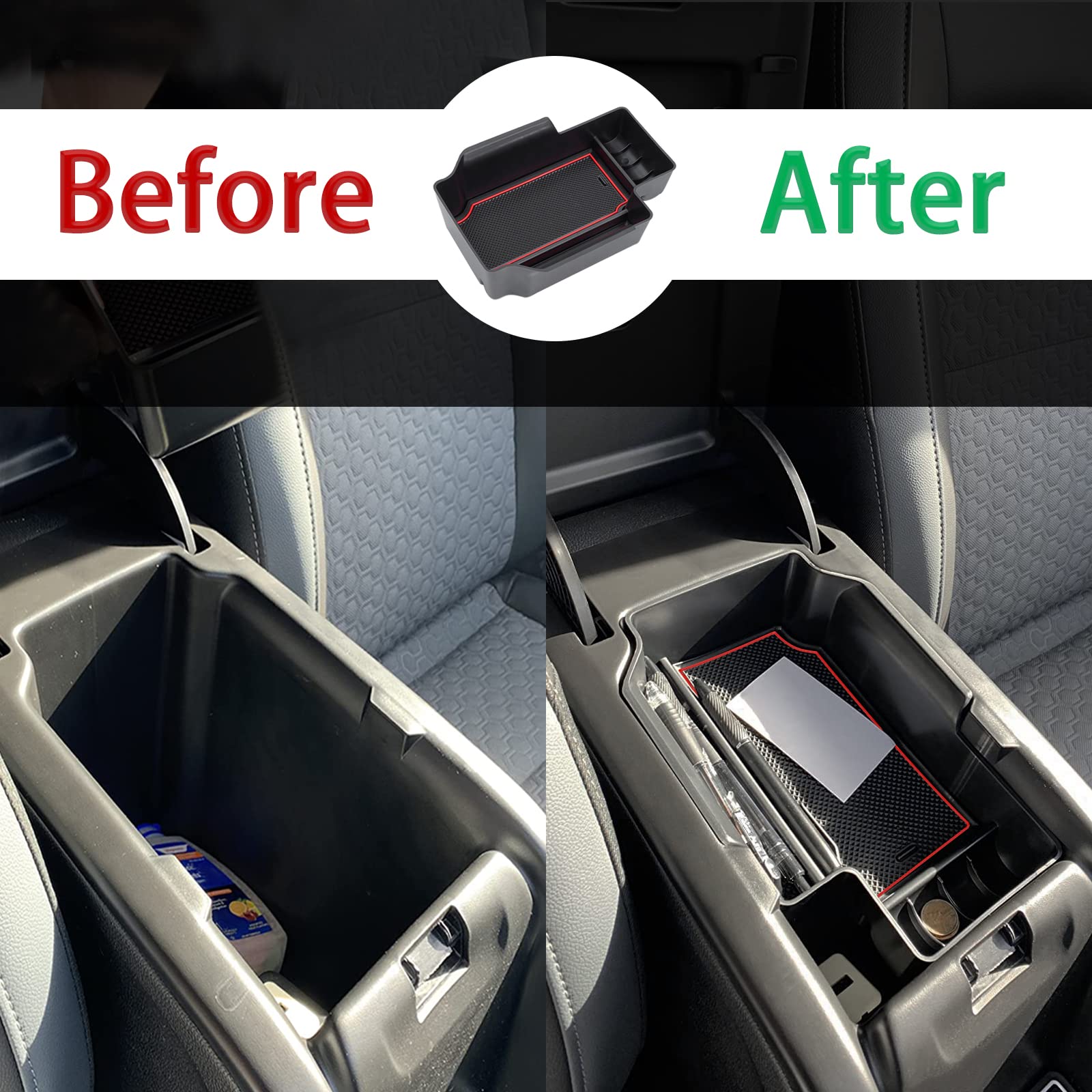 Jdmcar Compatible With Center Console Tray Chevy Colorado/Gmc Canyon Accessories 2015-2020 2021 2022 - Red Trim