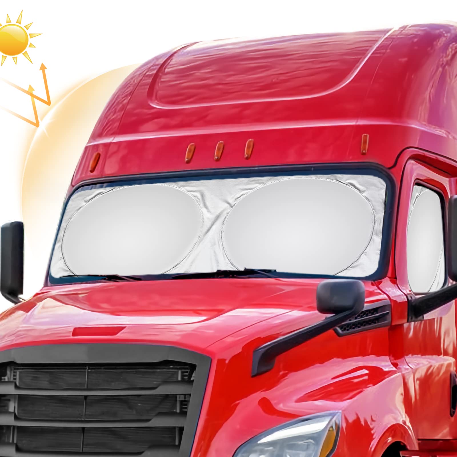 Vepagoo Semi-Truck Sun Shade For Windshield And Side Window, Sun Protector Blocking Uv Rays, Best For Semi, Commercial & Big Rig