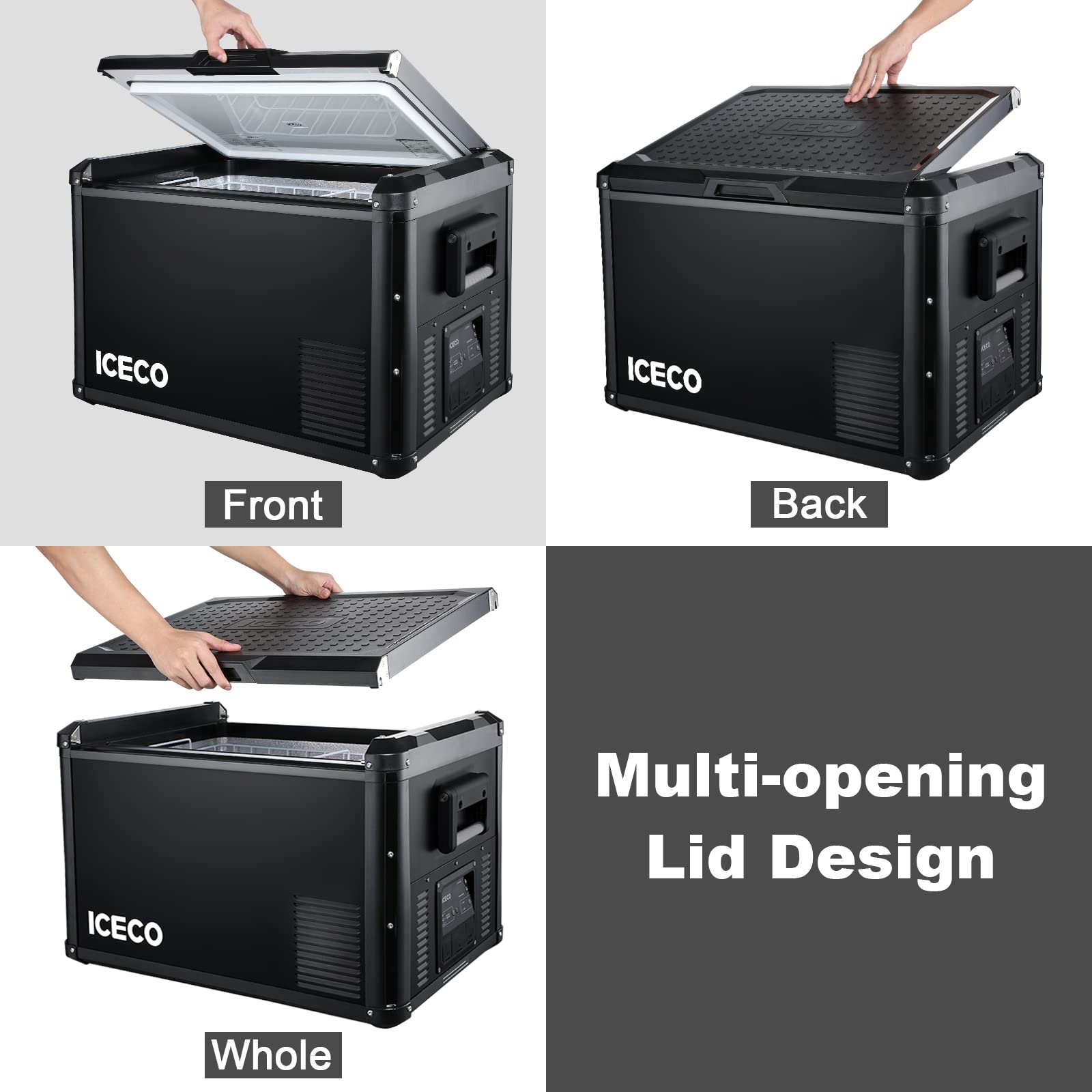 ICECO VL45 ProS 45L Portable Refrigerator, Black, Dual USB & DC/AC Power, Multi-Directional Lid, 0℉ to 50℉ - Upgrade Model