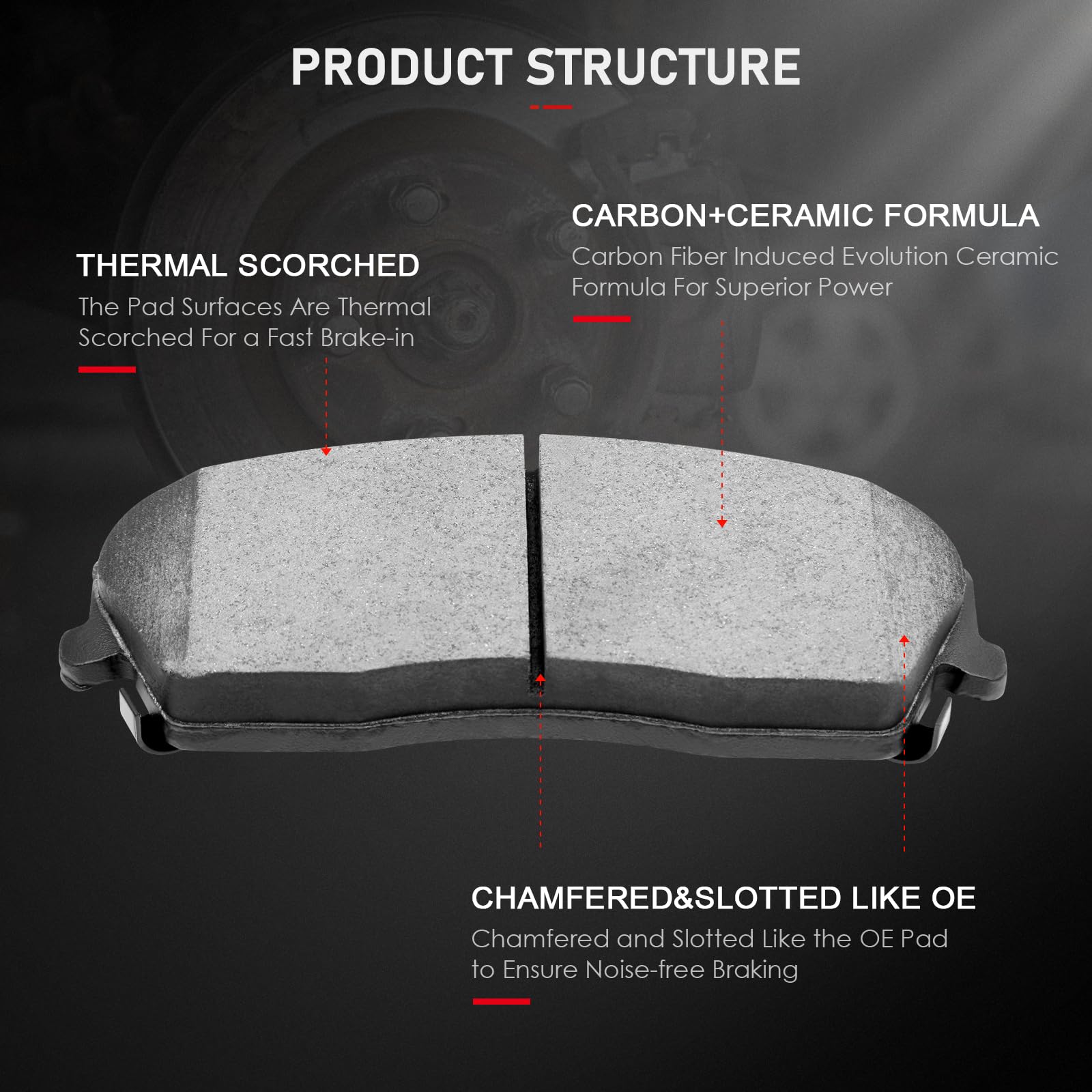 Cciyu D1056 D1057 Front & Rear Professional Ceramic Brake Pads Set Fit For 2005-2019 For Chrysler 300,2009-2019 For Dodge Challe