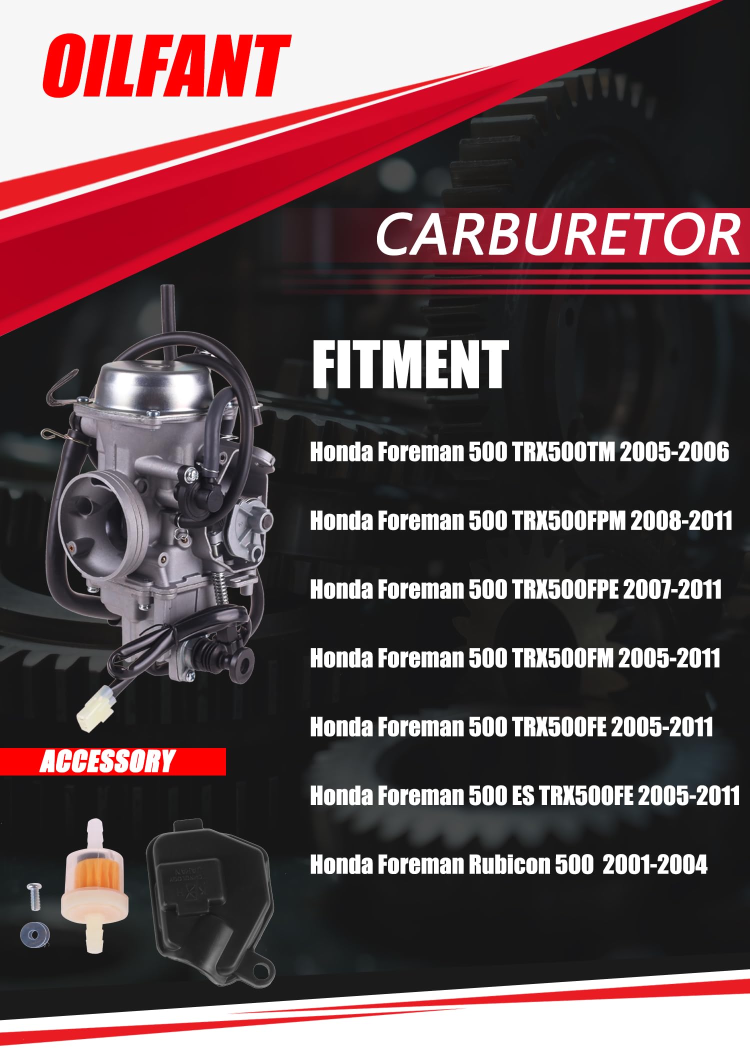 Carburetor For Honda Foreman 500 2005-2011 Trx500Tm Trx500Fpm Trx500Fpe Trx500Fm Trx500Fe