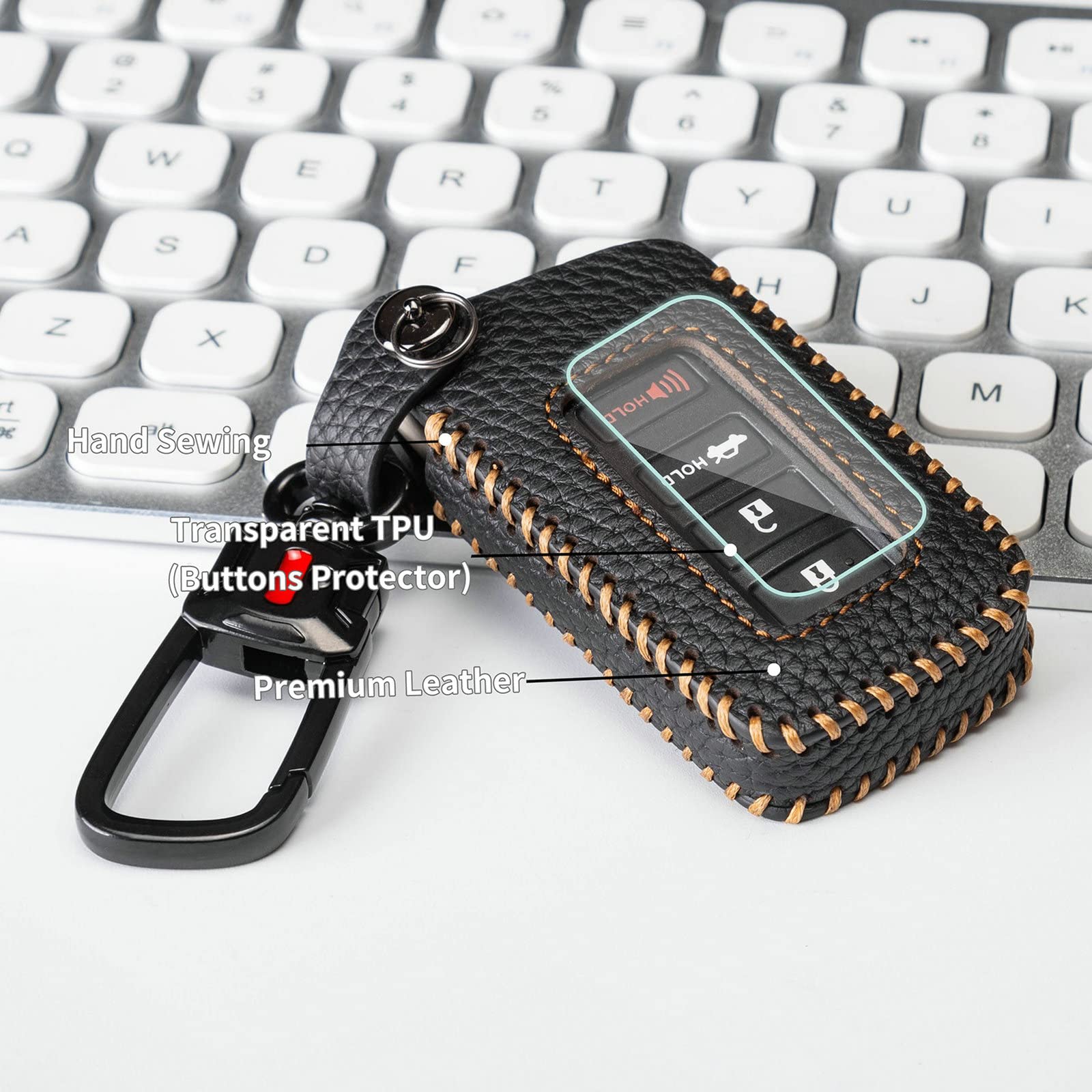 Yonufi For Lexus Key Fob Cover With Keychain Leather Car Smart Key Case Protector Holder Compatible 2014-2023 Lexus Es Gs Is Rc