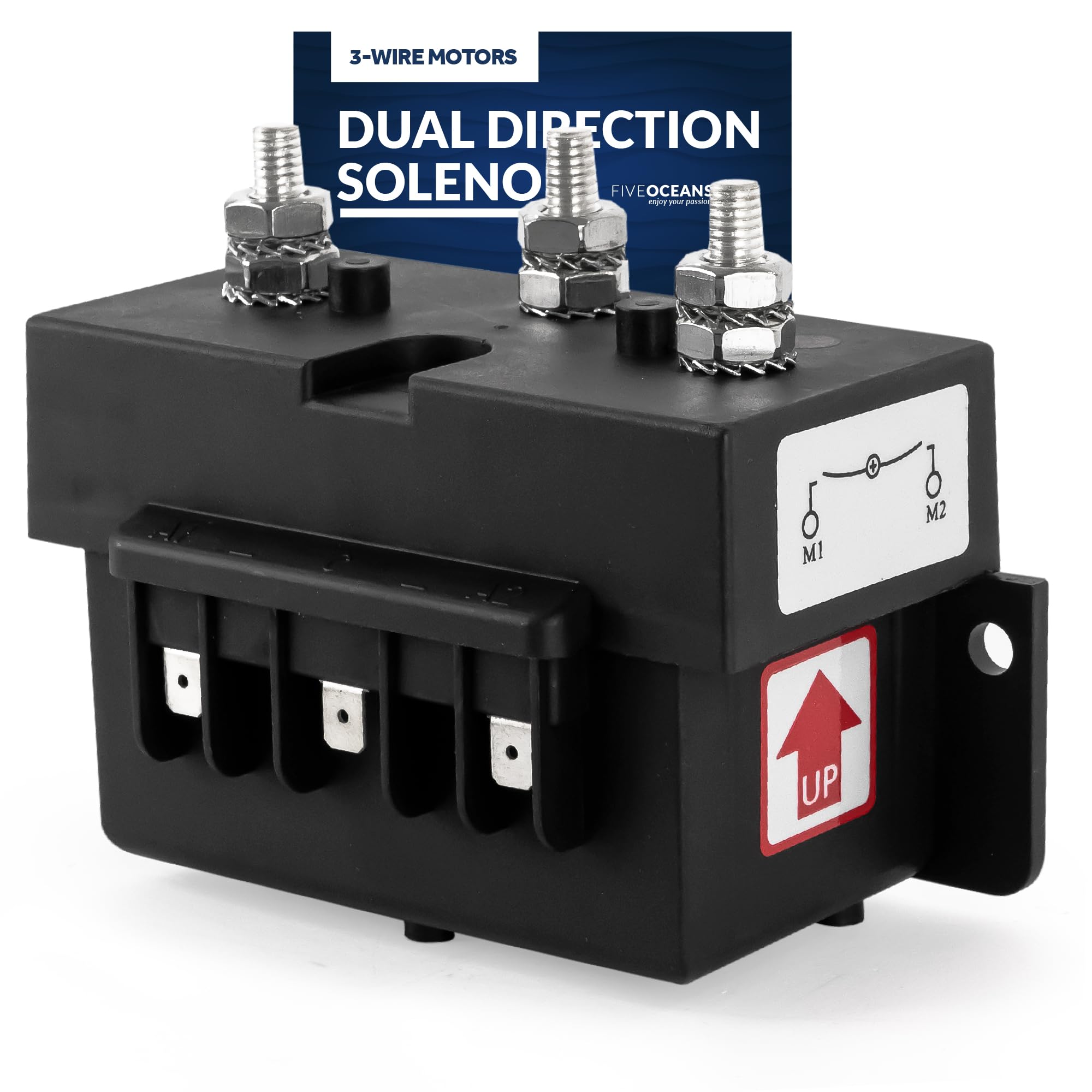 Five Oceans Windlass Solenoid, Dual Direction Reversing Solenoid, Control Box 2-Wire Motors, Sealed Contactors, 12 Volts, Up to 