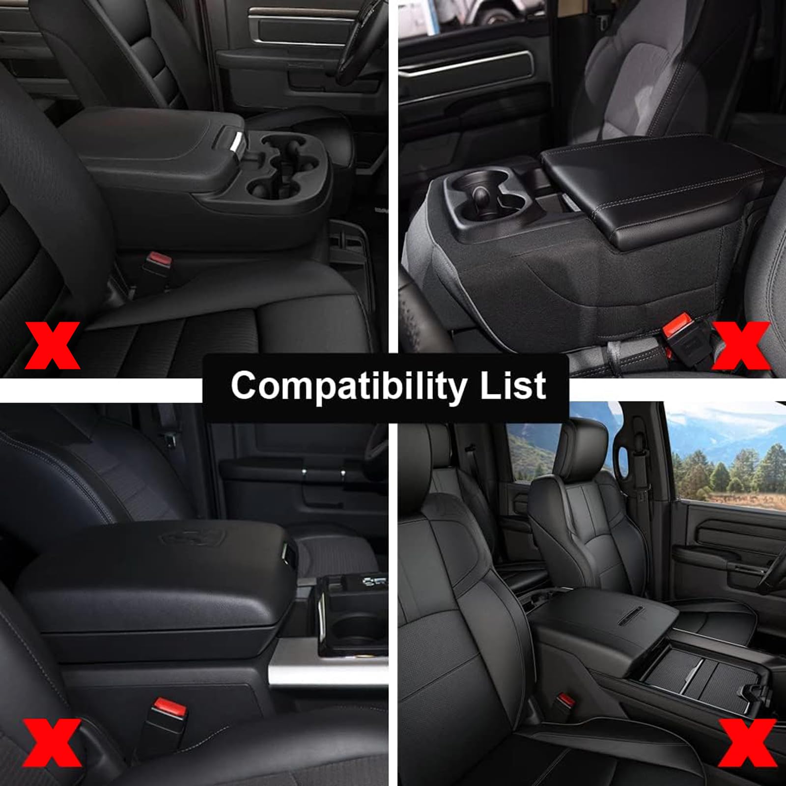 Giant Panda Custom Fit Center Console Cover For Dodge Ram 1500 2500 3500 2002-2012 With Jump Seat - Waterproof Armrest Center Co