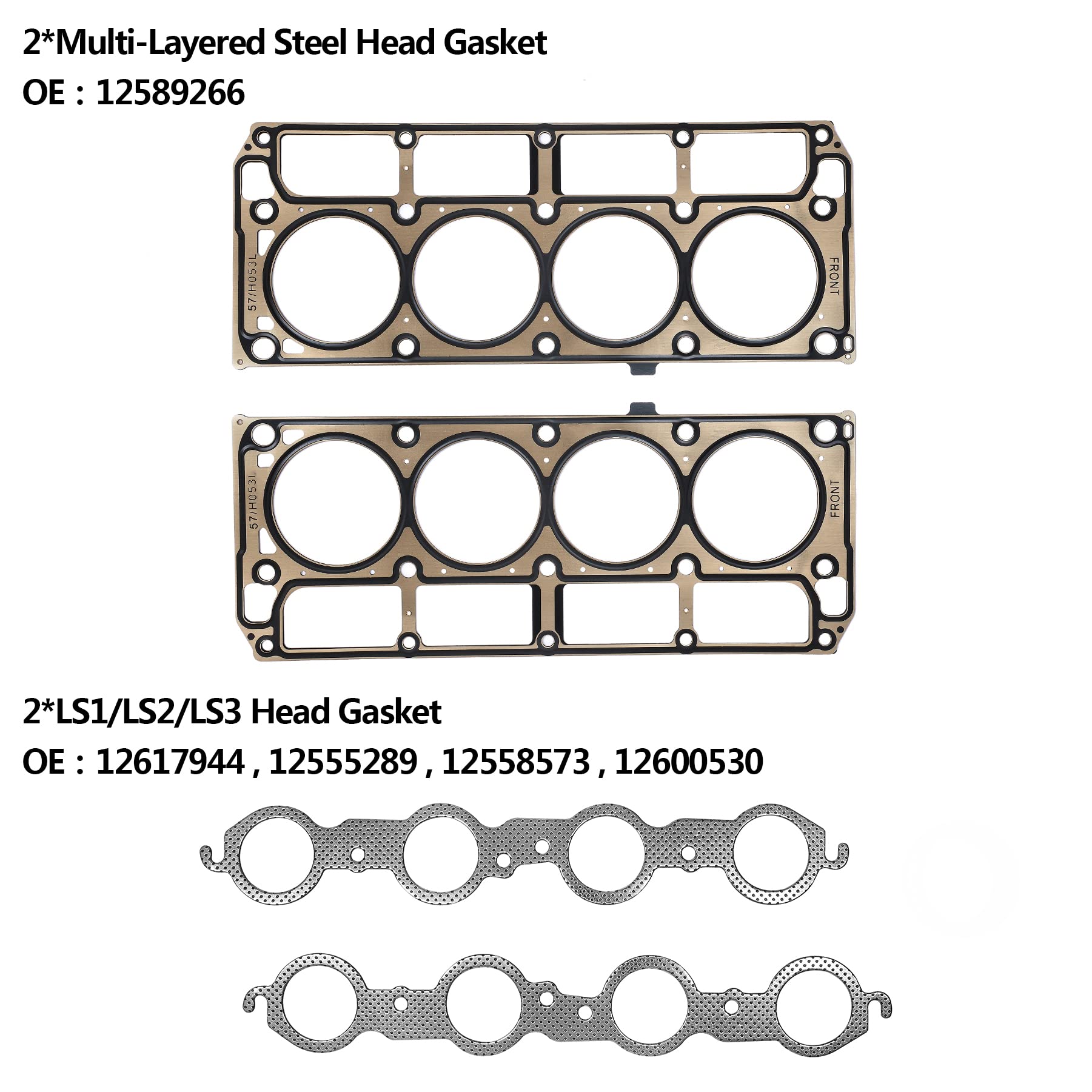 Head Gasket Set, Compatible With 2002-2011 Chevy Silverado Tahoe Avalanche Express Suburban, Gmc Sierra Savana Yukon Envoy, Buick Cadillac Isuzu 4.8L 5.3L V8 Cs9284, Hs26191Pt Mls Engine Gasket Kit