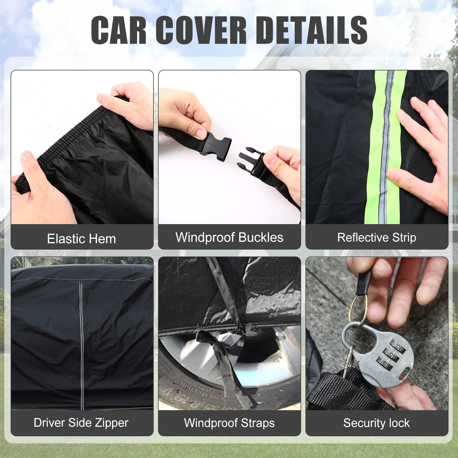 Waterproof Car Cover Compatible with Chevrolet Silverado/GMC Sierra 1500/2500/3500 Crew Cab 6.6ft Bed 2014-2025, 420D All Weathe