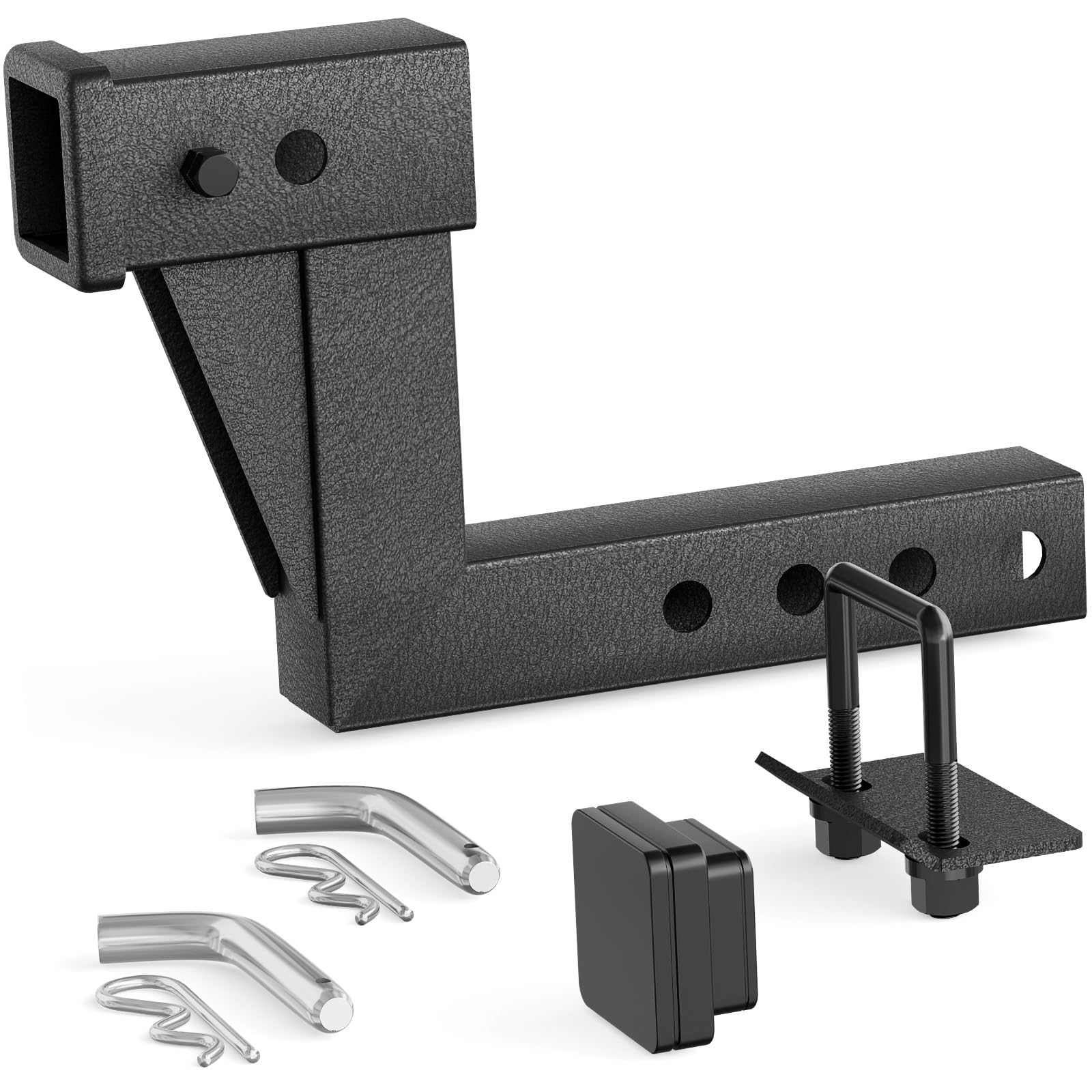 YZONA Tow Hitch 2 Inch, Trailer Hitch Extension Riser for 2-Inch Receiver, 6.6 Rise/Drop, Adjustable Lengths 5, 6, 8, 9, Solid T