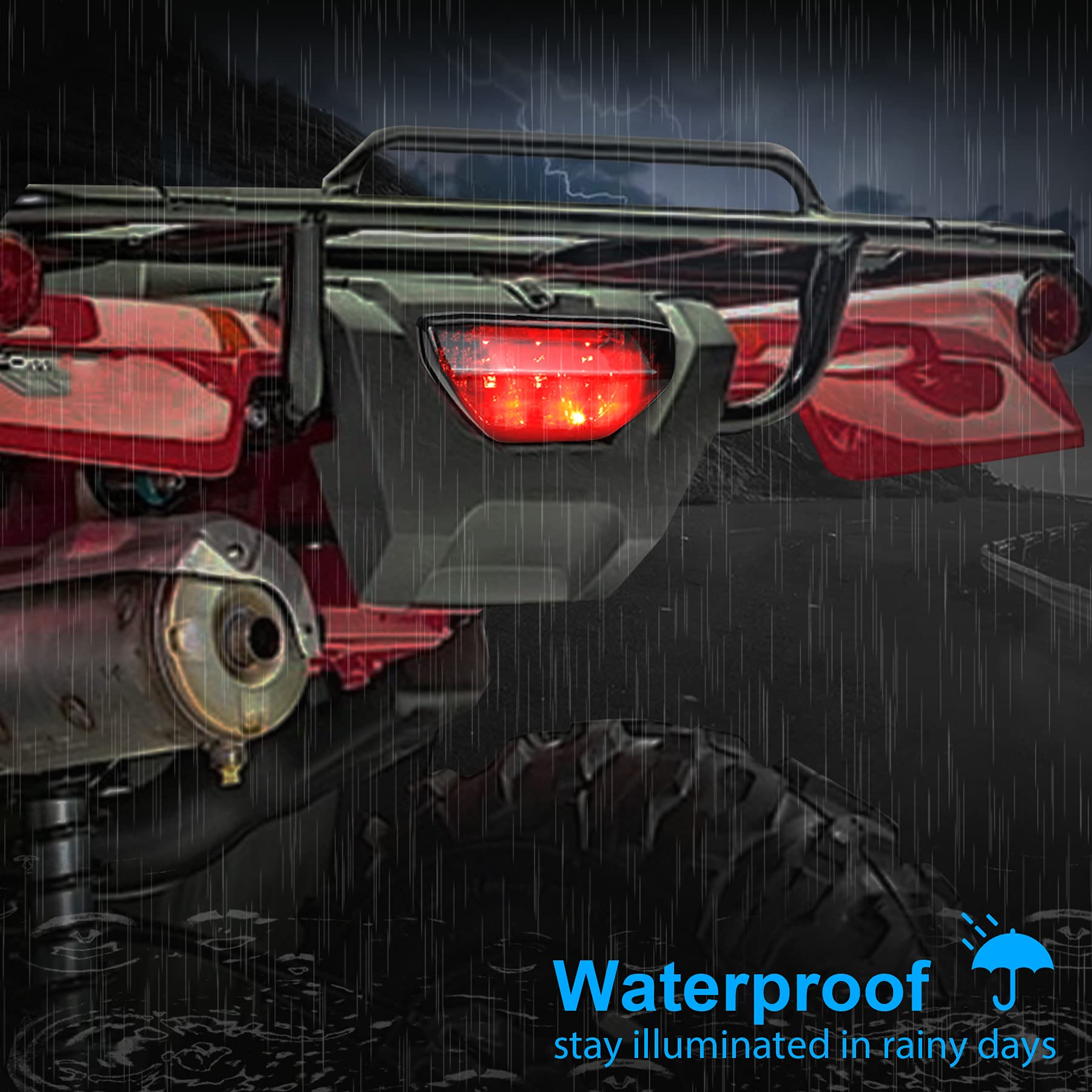 Quasco Smoked Led Brake Tail Light Atv Motorcycle Taillight Compatible With Honda Trx 250 300 400Ex Trx400X 500 700