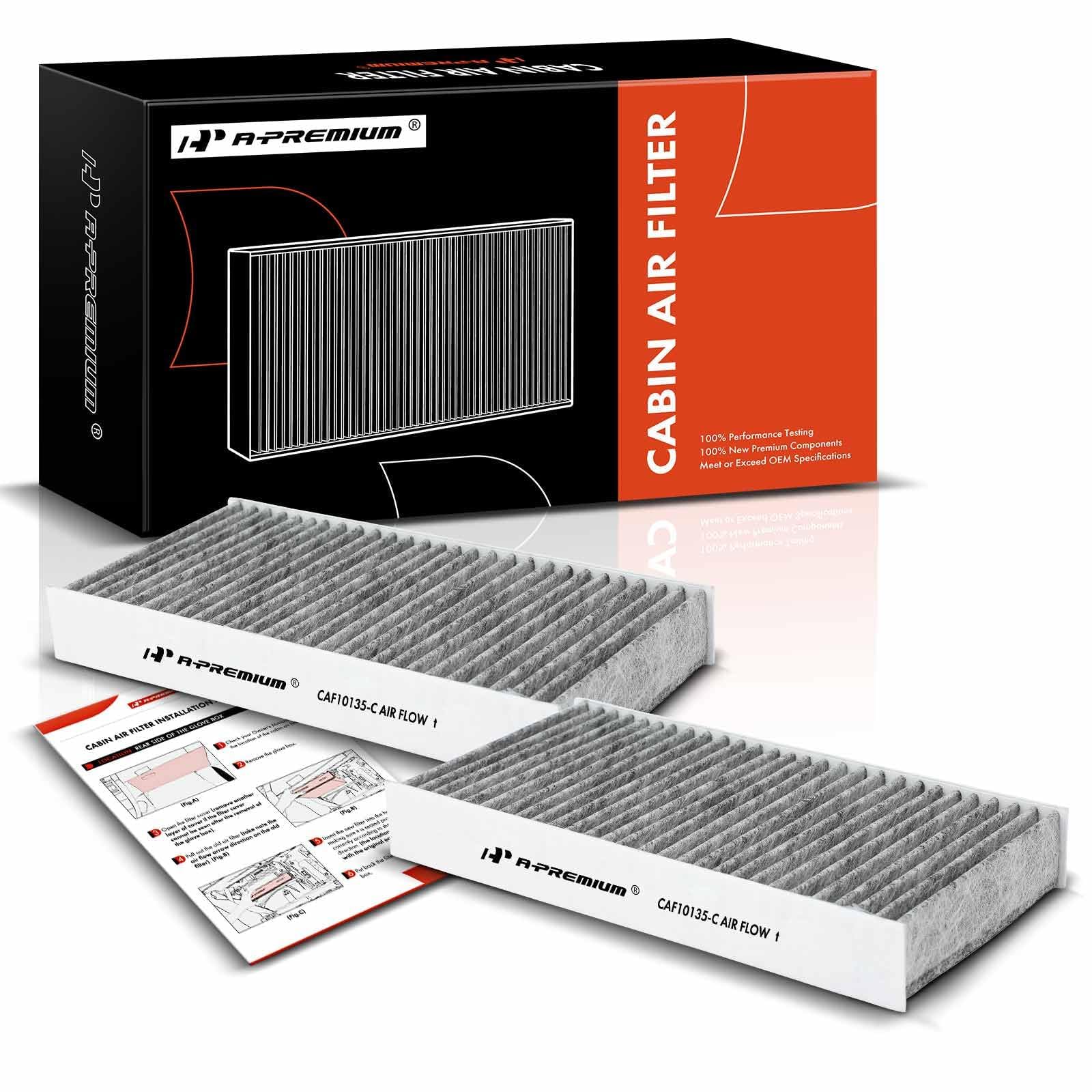 A-Premium 2-PC Cabin Air Filter w/Activated Carbon Compatible with Honda & Acura Model - Civic (01-05), CR-V (02-06), Element (0