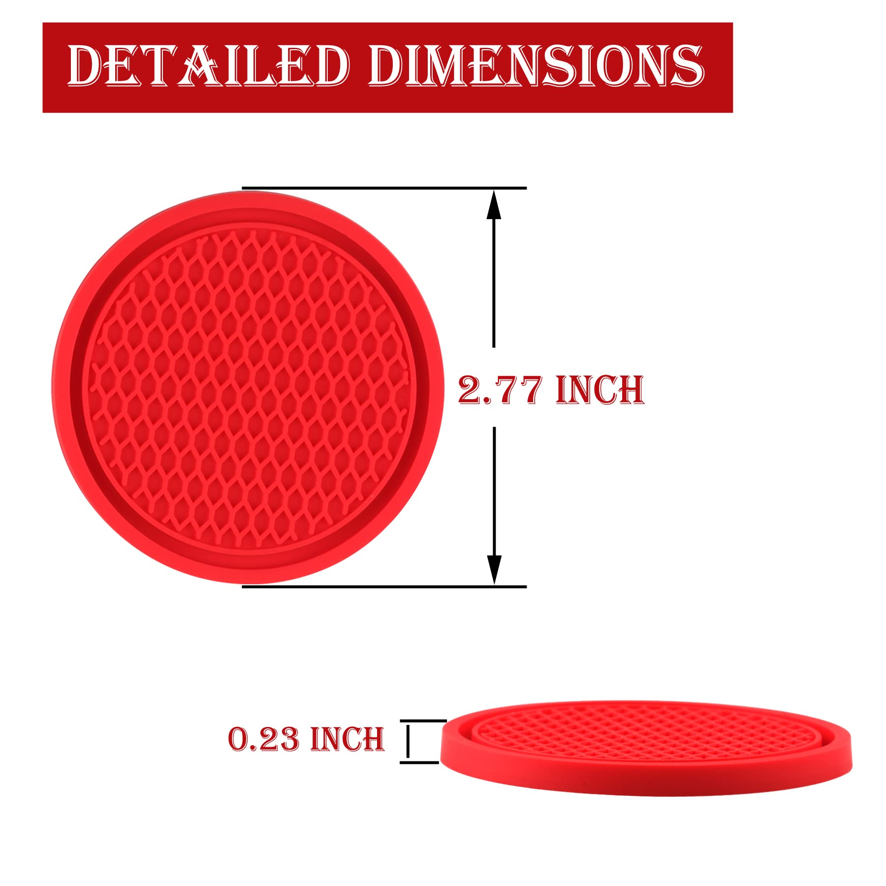 Singaro Car Cup Coaster, 4Pcs Universal Non-Slip Cup Holders Embedded In Ornaments Coaster, Car Interior Accessories, Red