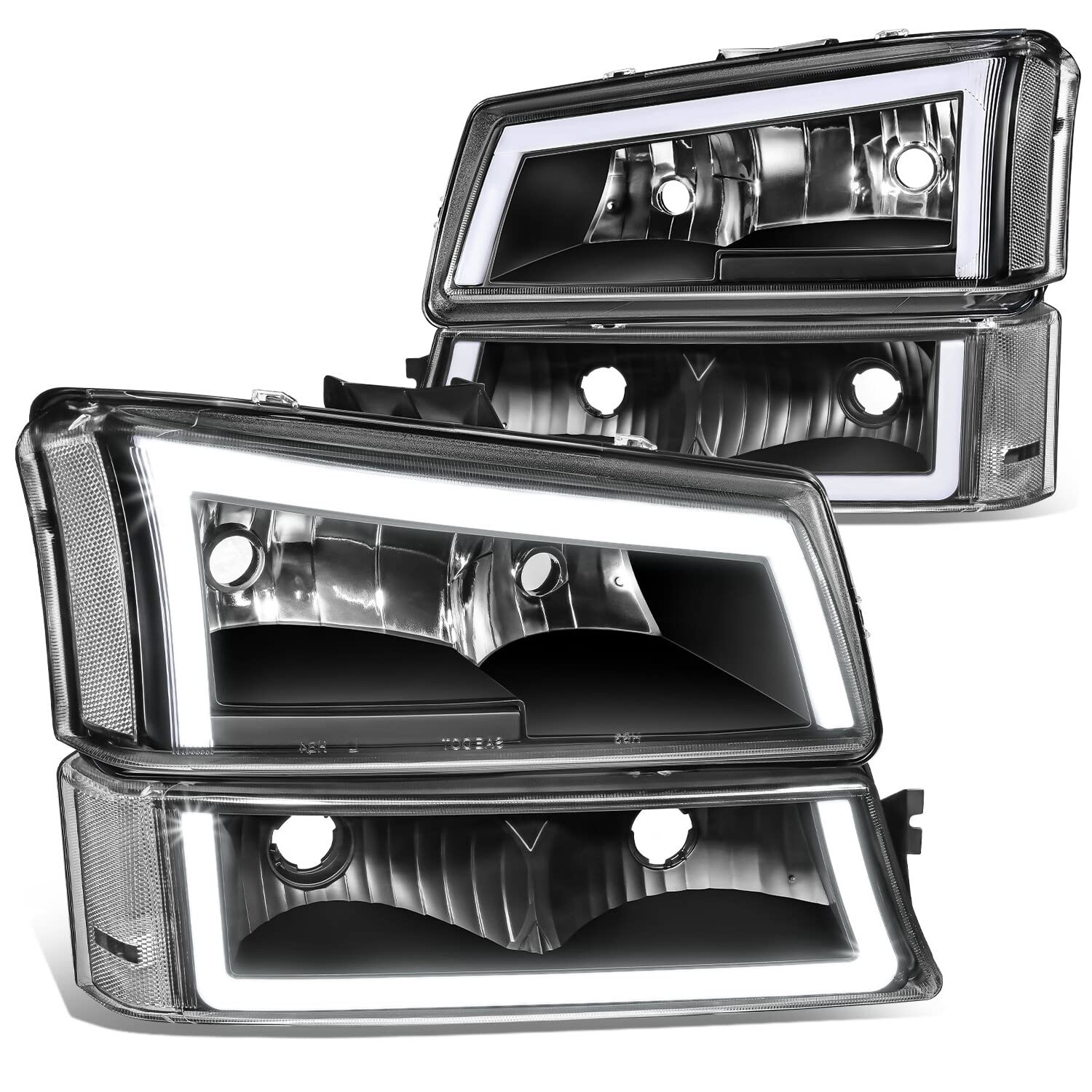 Dna Motoring Hl-Lb5-Csil03-Bk-Cl1 Pair Of Led Drl Headlights W/Parking Turn Signal Compatible With 03-06 Avalanche 1500 2500 / S