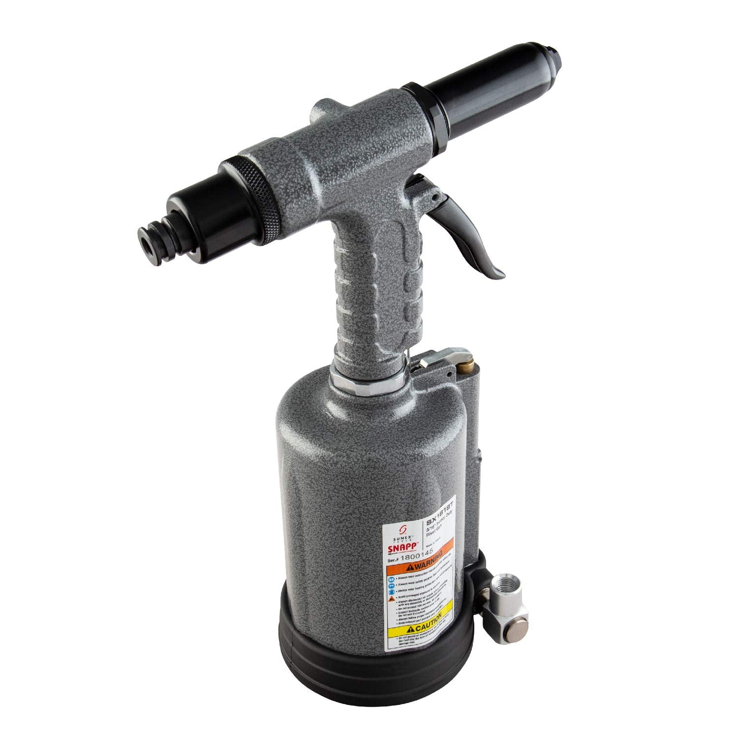 Sunex Tools Sx1819T, Heavy Duty Rivet Gun, Sets 3/16” And ¼” Rivets, 3690 Lbs Traction Power, Nose Pieces Included, Forged Aluminum Handle, Storage Case