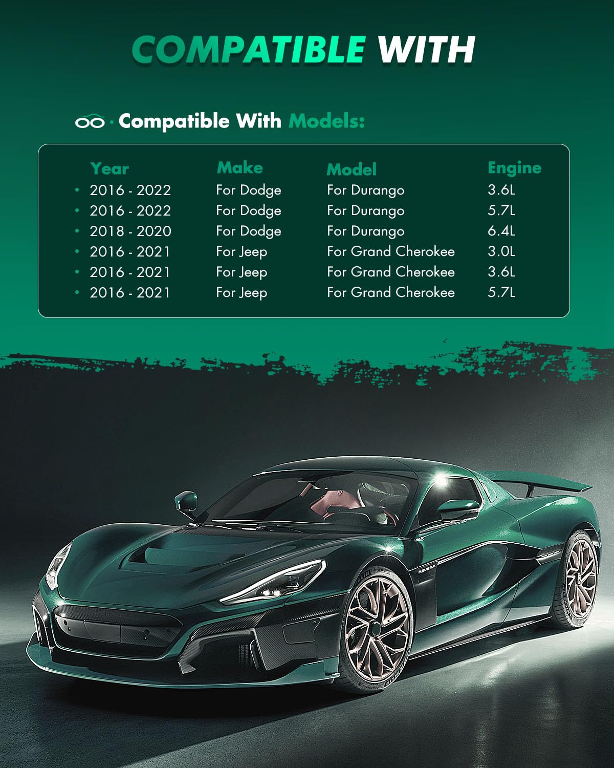 Scitoo Front Disc Brake Pad Set 4Pcs W/Hardware Fit For Dodge For Durango 2016-2022,For Jeep For Grand Cherokee 2016-2021