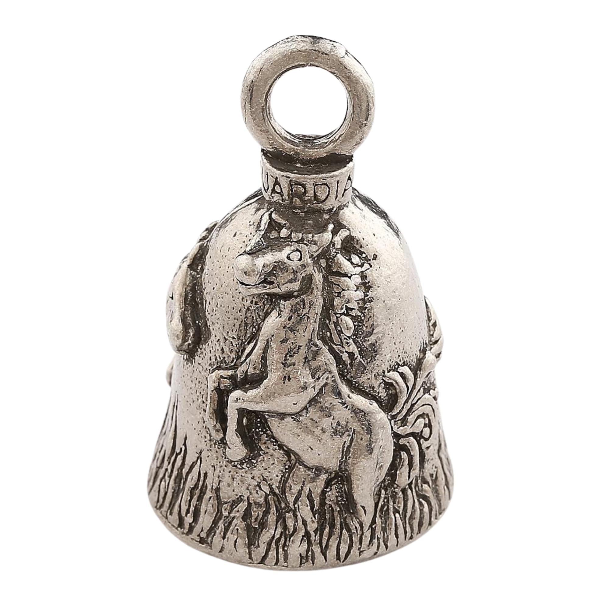 Guardian Bell Mustang Good Luck Bell W/Keyring & Black Velvet Gift Bag | Motorcycle Bell | Lead-Free Pewter | Good Luck Gift To 