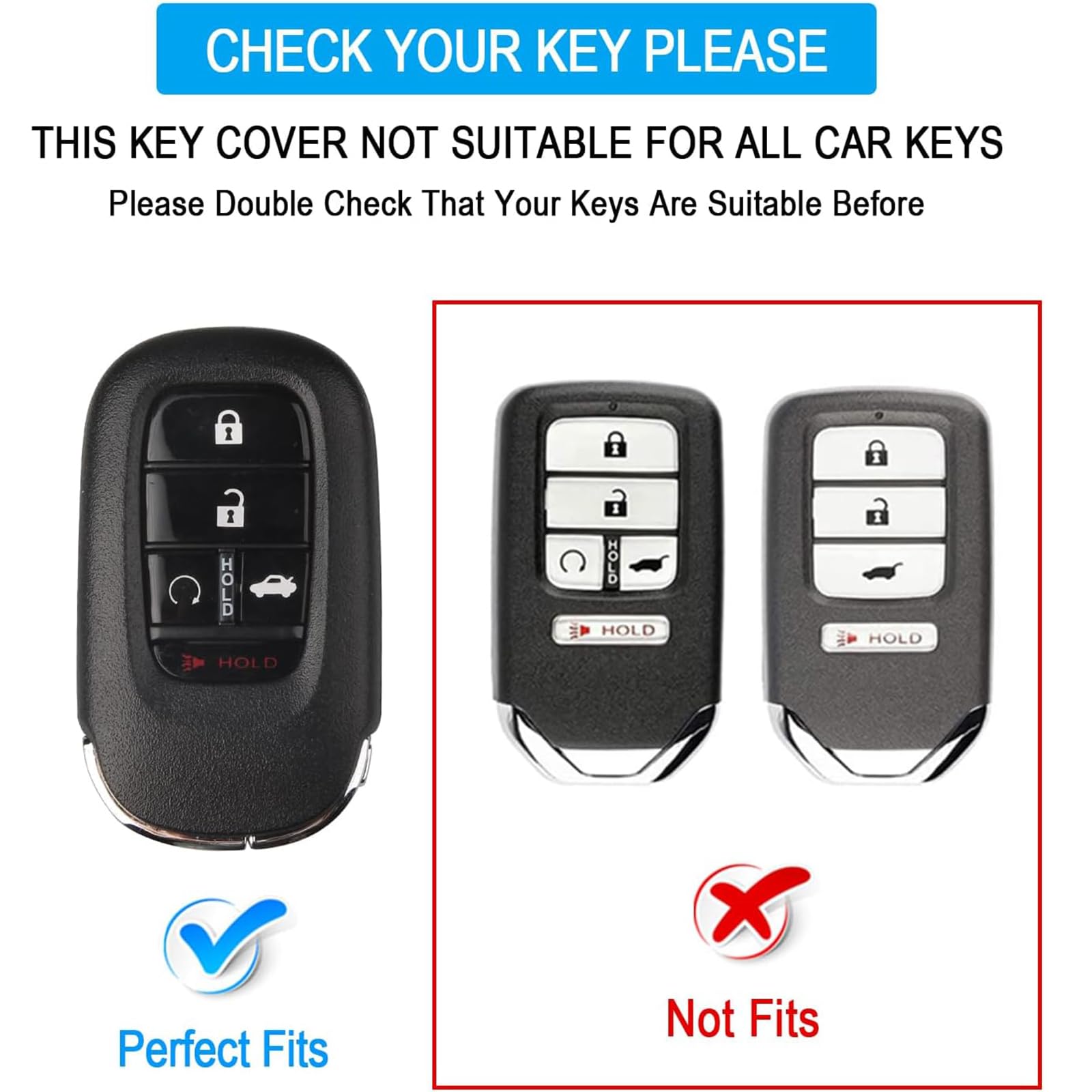 Qbuc For Honda Key Fob Cover With Keychain,Car Key Case Protector Compatible With 2022 2023 2024 Honda Accord Civic Hr-V Cr-V Pi