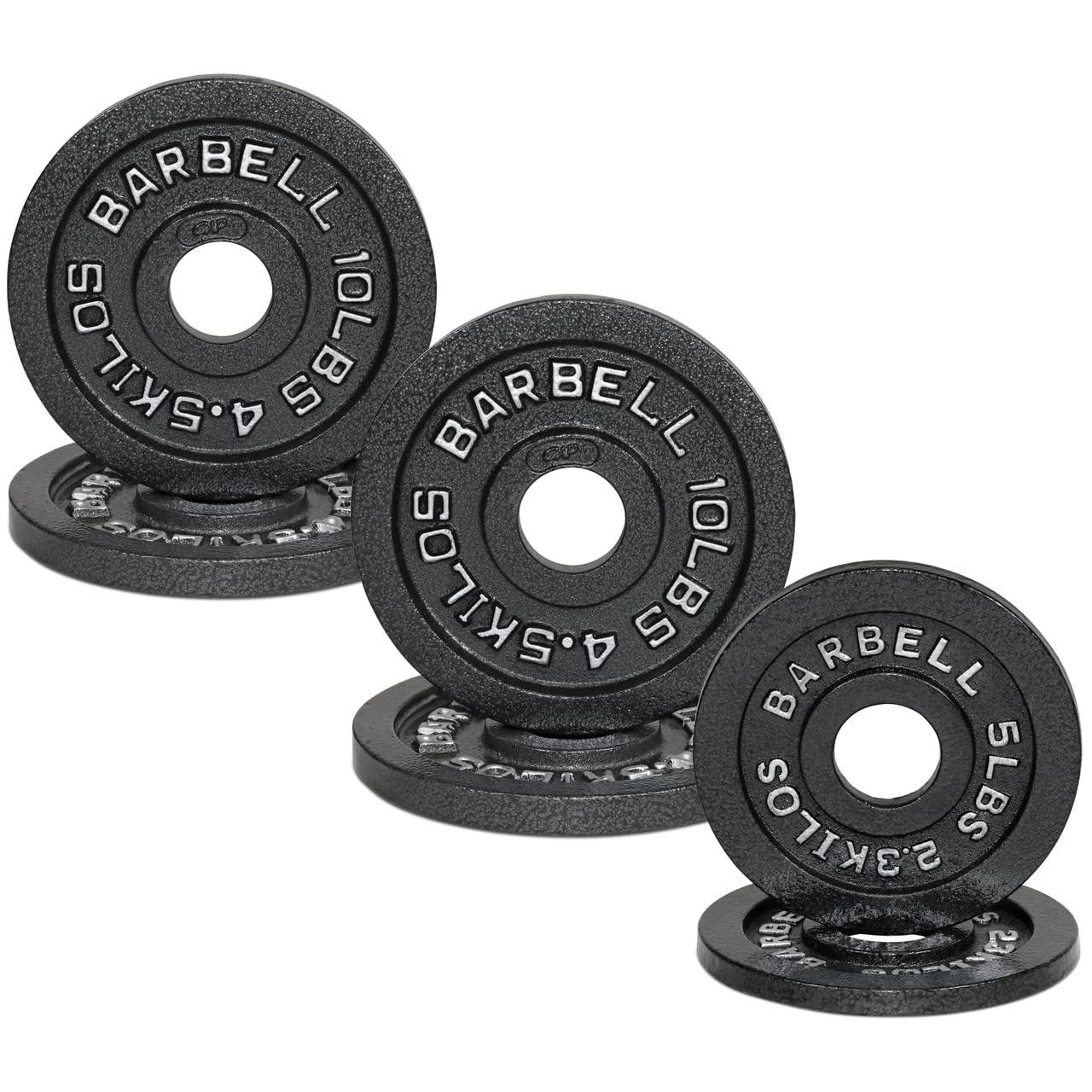 WF Athletic Supply Traditional/Classic 2-Inch Hole Solid Cast Iron Olympic Barbell Weight Plates - Great for Strength Training, 