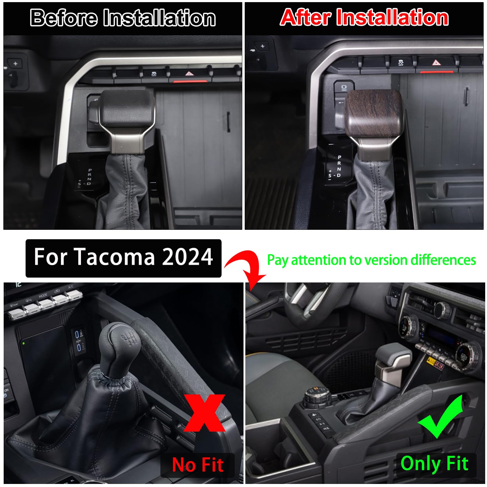 Aunginsy Shifter Gear Hand Brake Trim Cover Compatible With Toyota Tundra/Sequoia 2022-2025 Tacoma 2024+ Car Center Console Gear