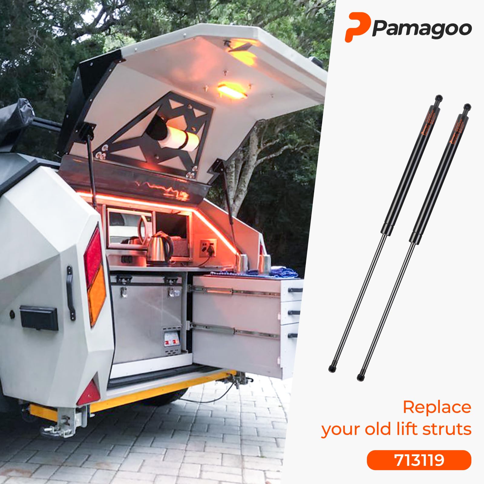 713119 26 Inch 80 Lbs Gas Struts, 26'' Gas Spring Prop For Tonneau Cover Pick-Up Bed Cover Trailer Hatch Door Boat Engine Cover