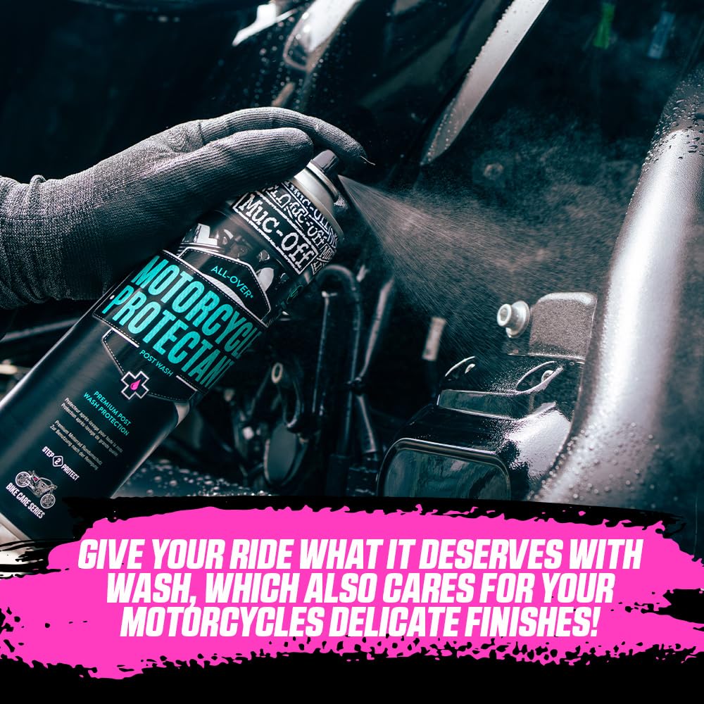 Muc-Off Motorcycle Waterless Wash & Protectant Kit - Motorcycle Cleaning Kit, Motorcycle Detailing Kit - Includes Waterless Wash
