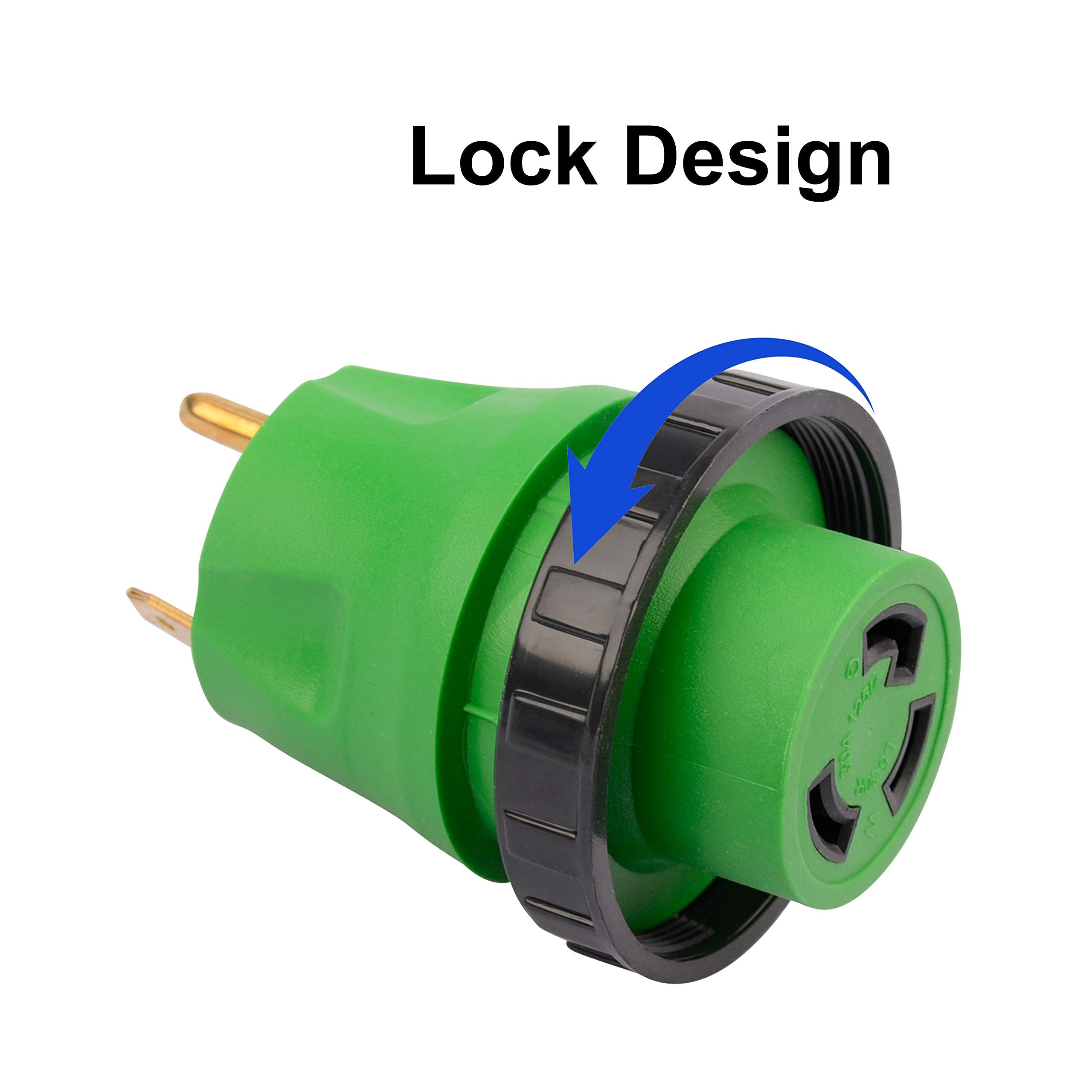 Rvguard 30 Amp To 30 Amp Rv Adapter With Locking Connector, Tt-30P Male To L5-30R Female Plug
