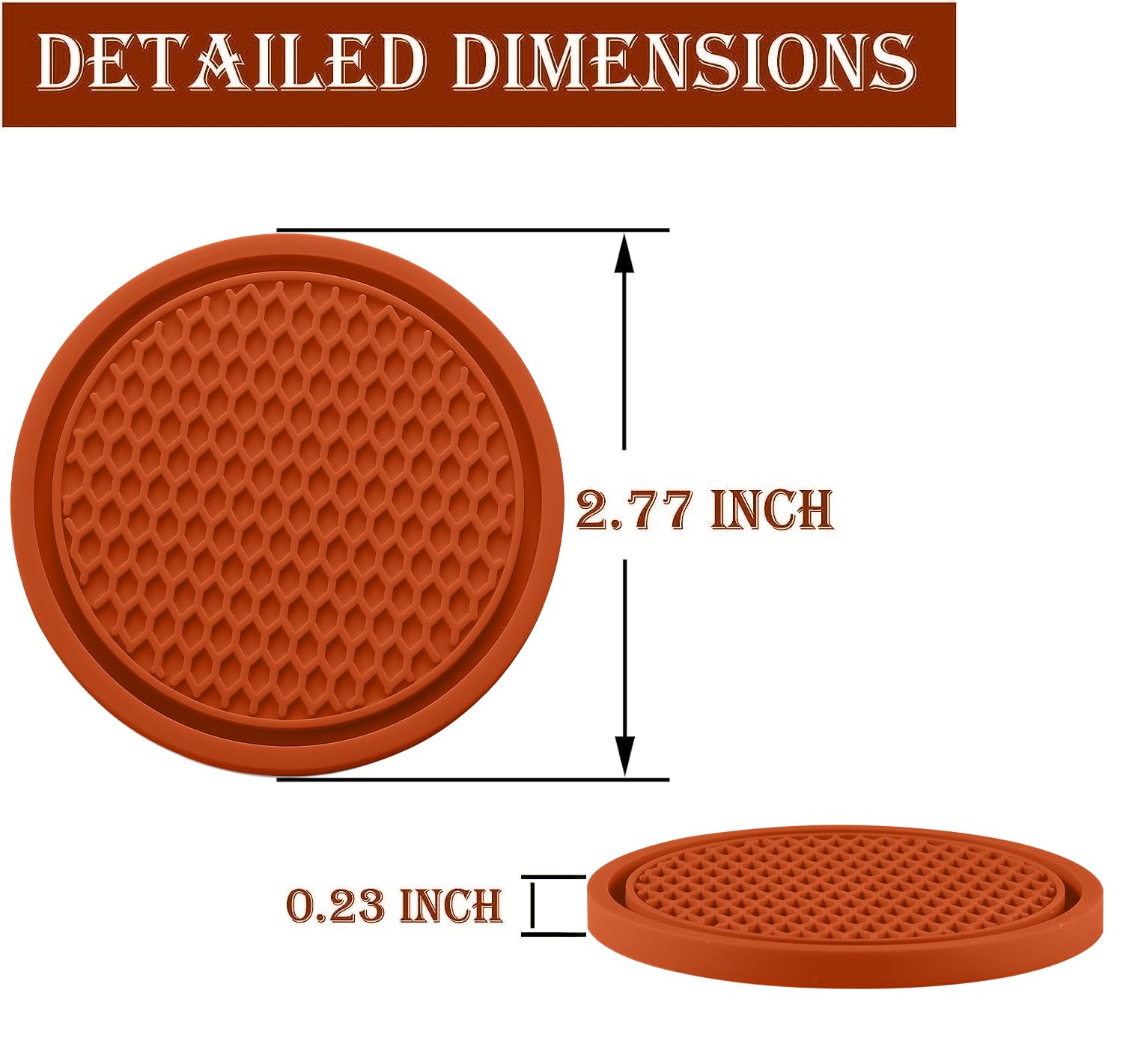 Singaro Car Cup Coaster, 4Pcs Universal Non-Slip Cup Holders Embedded In Ornaments Coaster, Car Interior Accessories, Orange