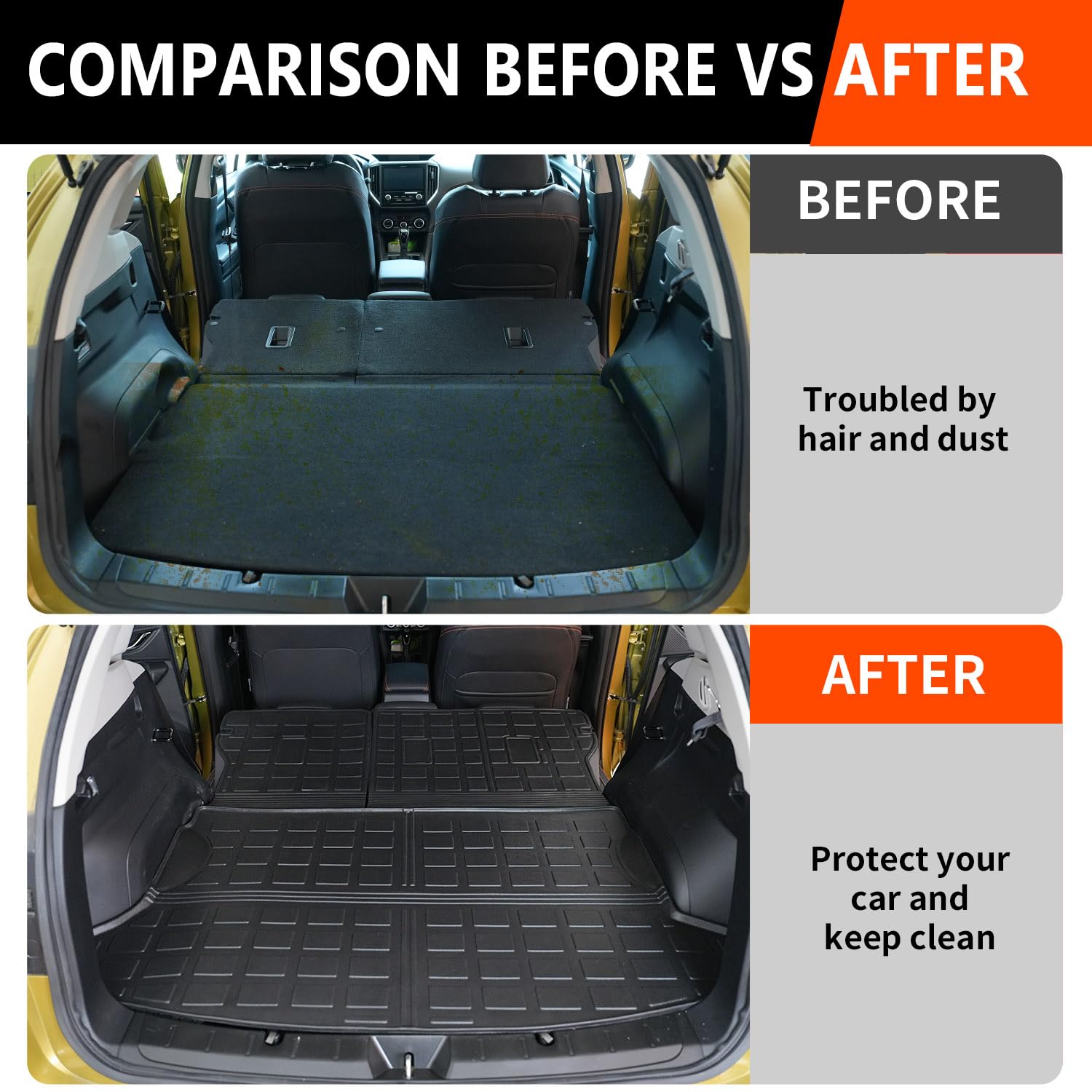 Powoq Trunk Mat Compatible With 2018-2023 Subaru Crosstrek Impreza Cargo Mat Backrest Liner Tpe Trunk Liner Replacement For 2018-2023 Subaru Crosstrek/Xv Accessories (Trunk Mat+Backrest Mat)