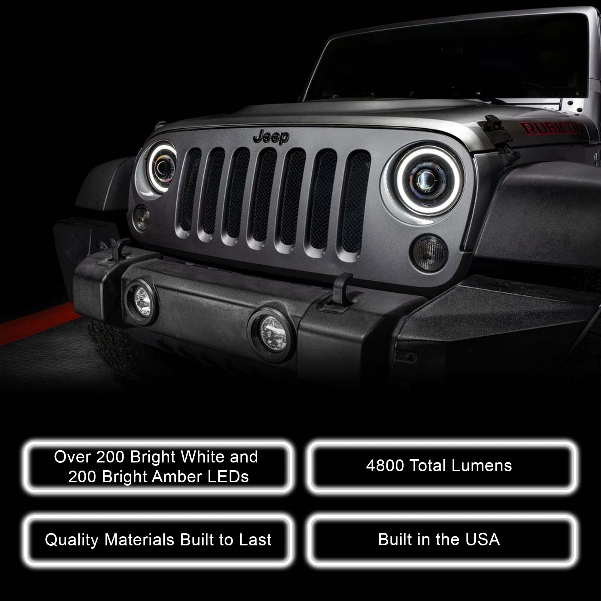 Oracle Lighting Oculus Switchback Bi-Led Projector Headlights | Jeep Wrangler Jk, 1 Pair 7'' Headlights, Part # 5876-023