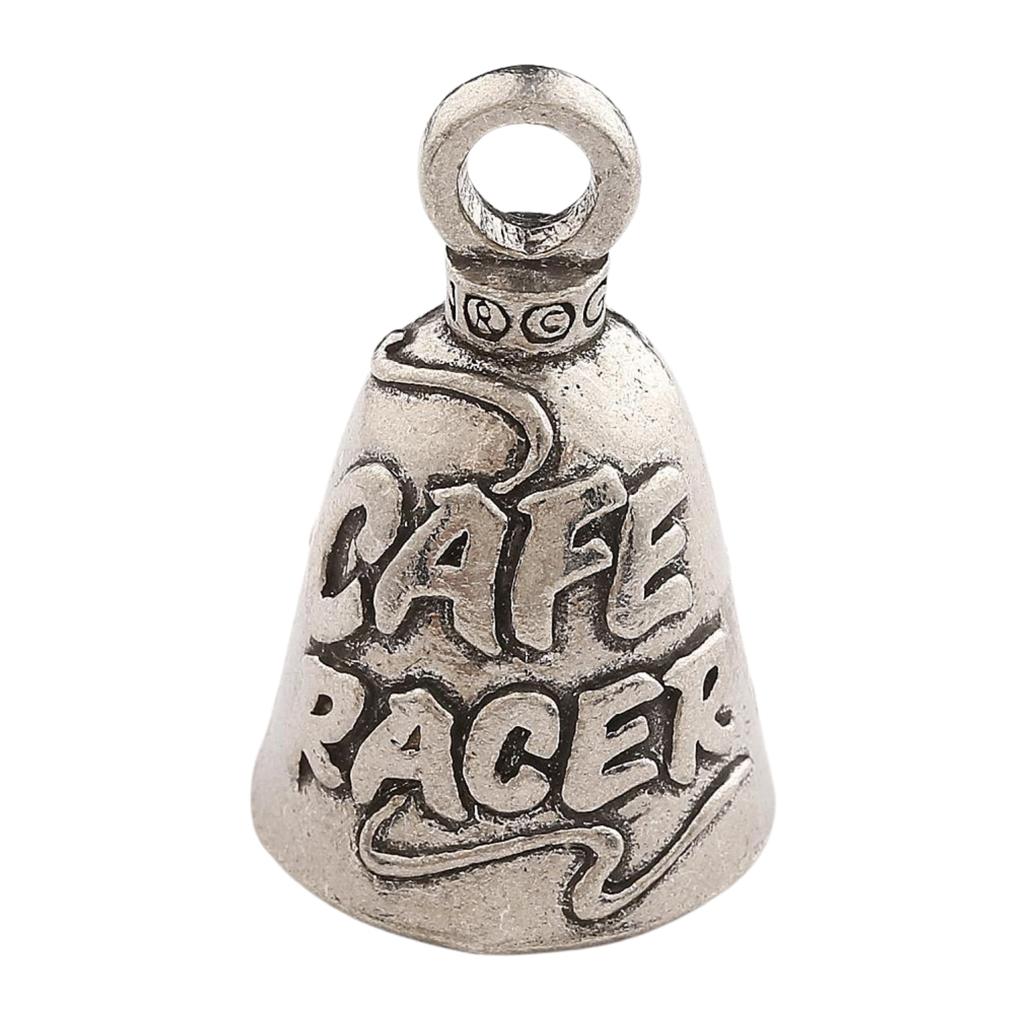 Guardian Bell Caf   Racer Good Luck Bell W/Keyring & Black Velvet Gift Bag | Motorcycle Bell | Lead-Free Pewter | Good Luck Gift