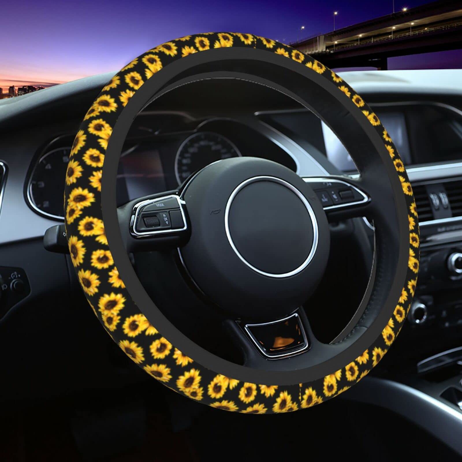 Sunflower Steering Wheel Cover 15 Inch Universal Neoprene Steering Wheel Covers For Women Men Car Steering Wheel Wrap Car Interi