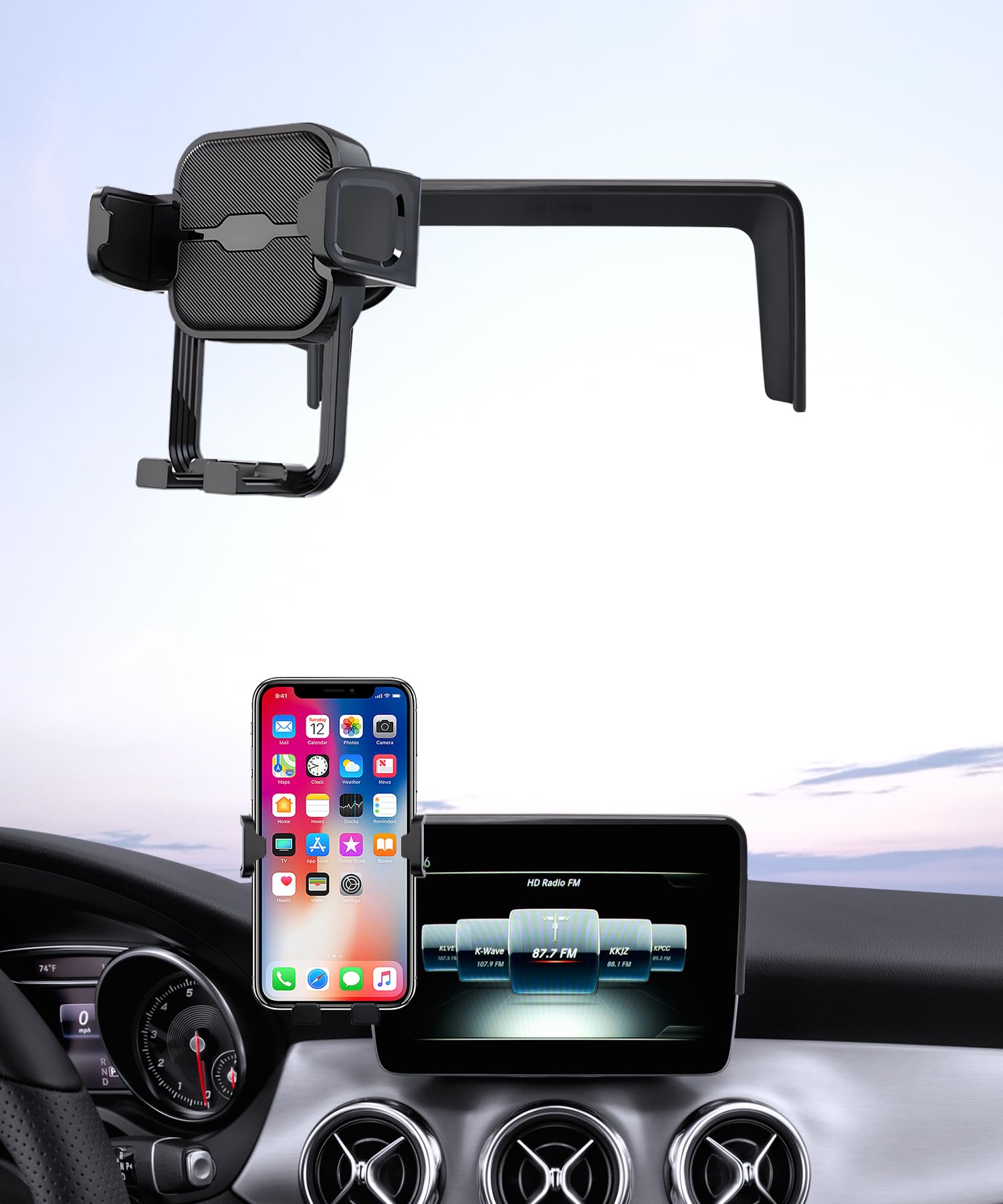 Masergogo Car Phone Holder for 2015-2019 Mercedes Benz CLA-Class / 2016-2020 GLA-Class, 360 Rotation, 7/8 inch Screen Fixed Clip