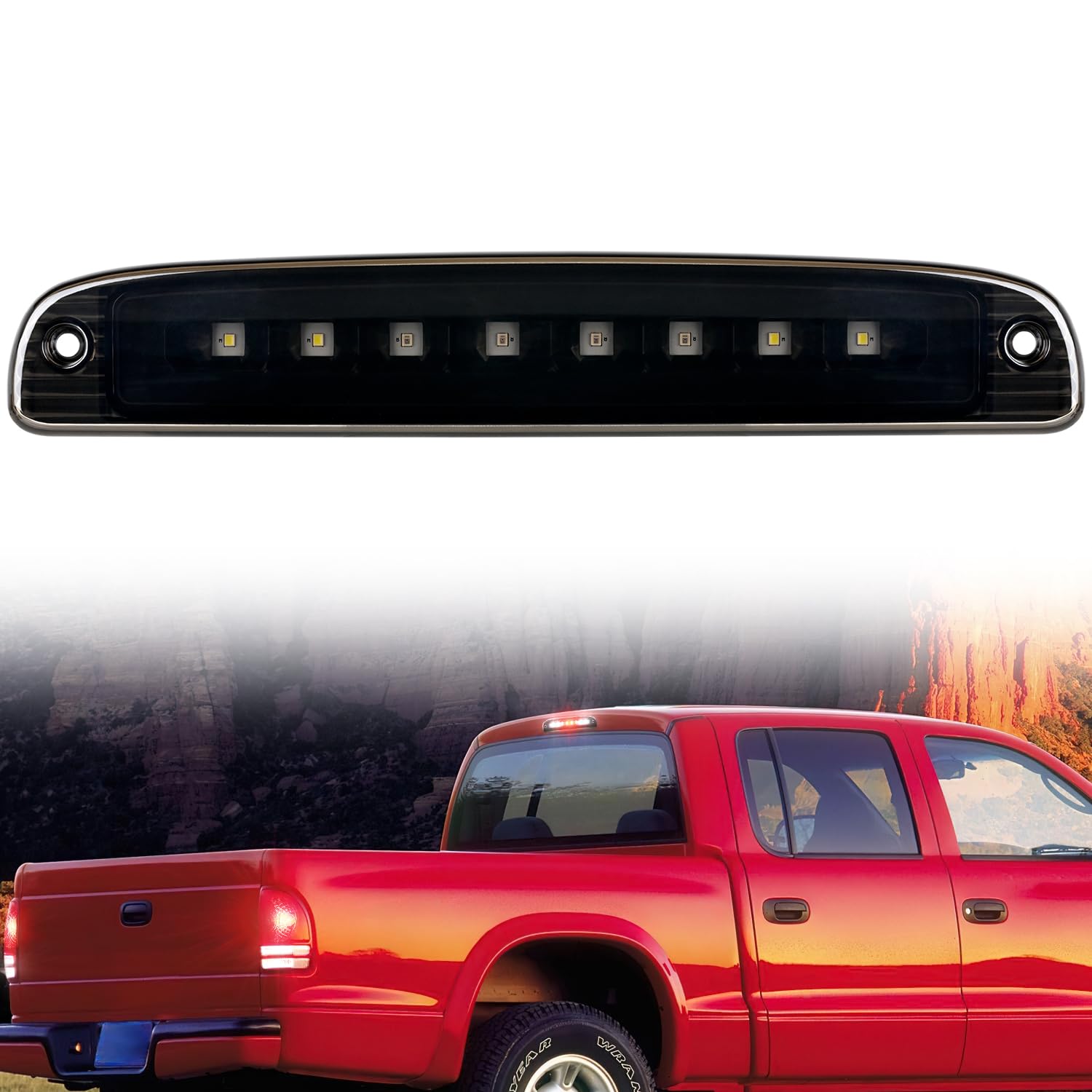 Nilight Third Brake Light Tail High Mount 3Rd Stop Cargo Reverse Lights Smoked Lens Compatible With Dodge Dakota 1997 1998 1999