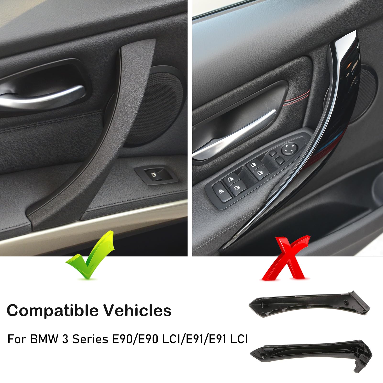 Jaronx For Bmw 3 Series E90/E91 Door Handle Replacement Kit,Outer Cover+Door Pull Handle Passenger Door Handle For Bmw 316 318 3