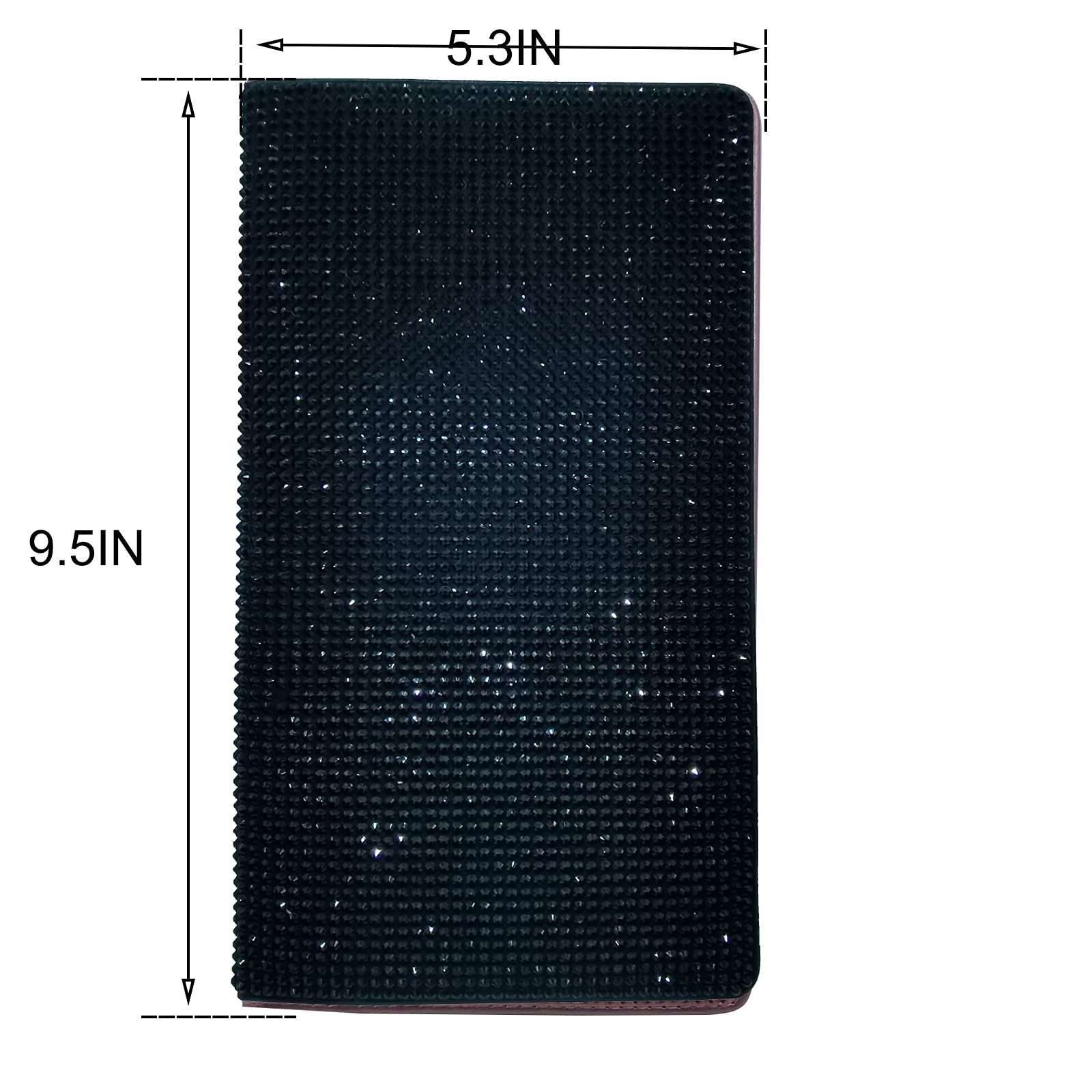 Lifutopia Bing Rhinestone Car Registration And Insurance Document Holder, Glitter Card Holder, Lether Vehicle Accessories Car Essentials Glove Box Organizer Wallet Case Black