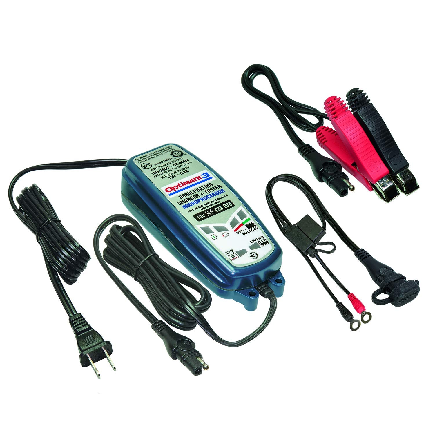 Optimate 3, Tm-431, 7-Step 12V 0.8A Sealed Battery Saving Charger & Maintainer