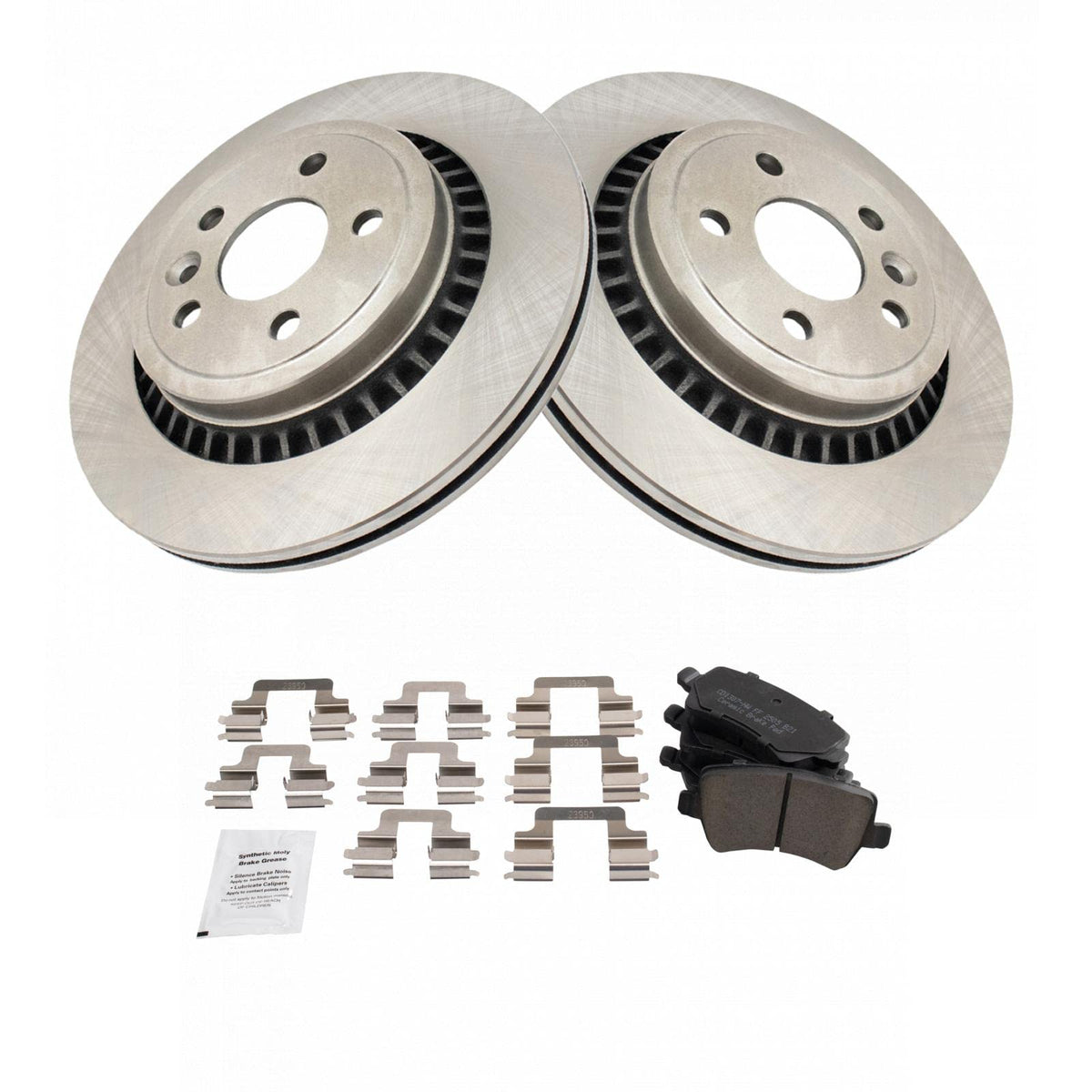 TRQ Rear Brake Pad & Rotor Kit Brake Pads Brake Rotor Ceramic Compatible with 2010-2017 Volvo XC60