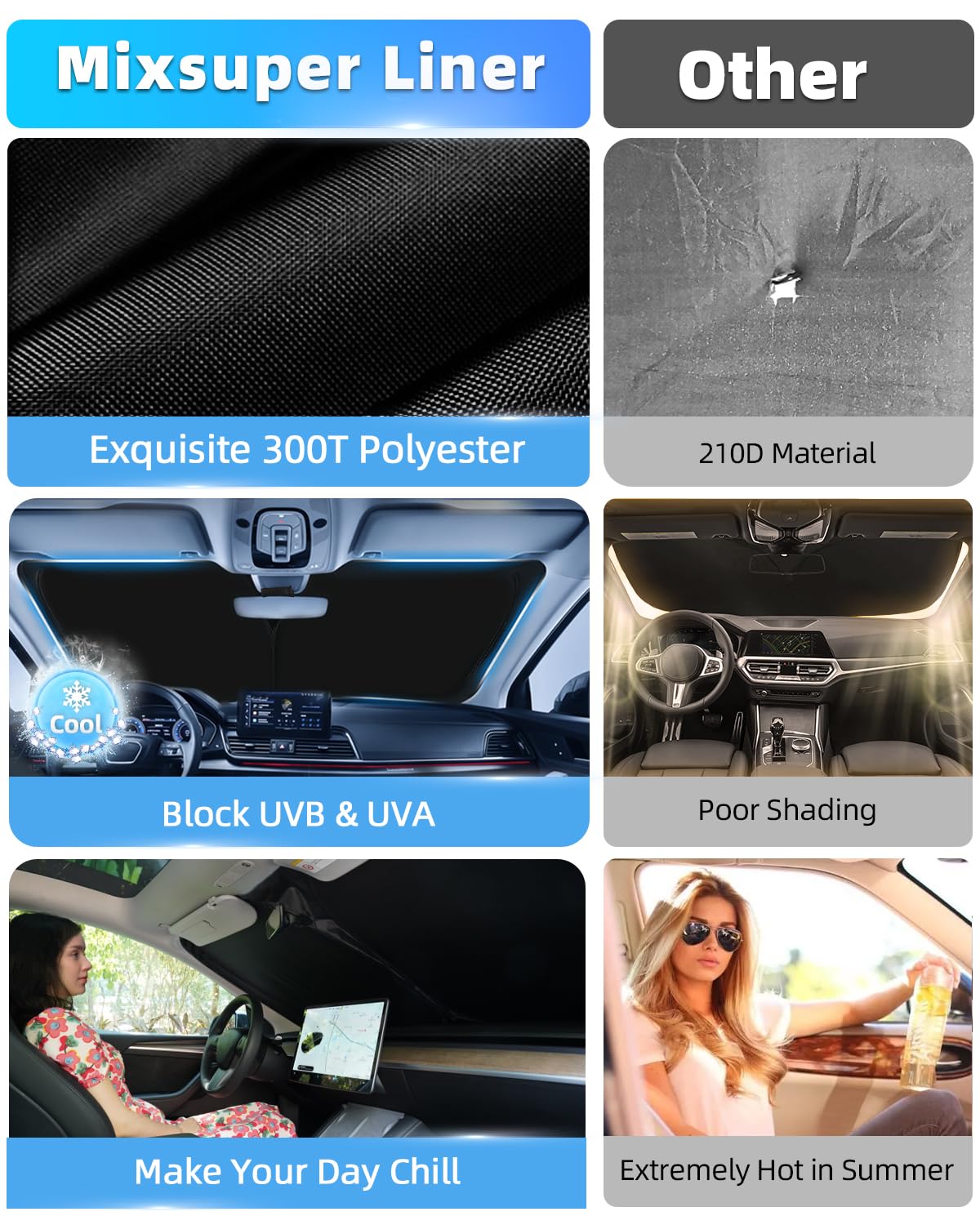 Mixsuper Liner Windshield Sunshades For Hyundai Palisade 2020-2024 2025, Windshield Sun Shade For Palisade Accessories Front Win