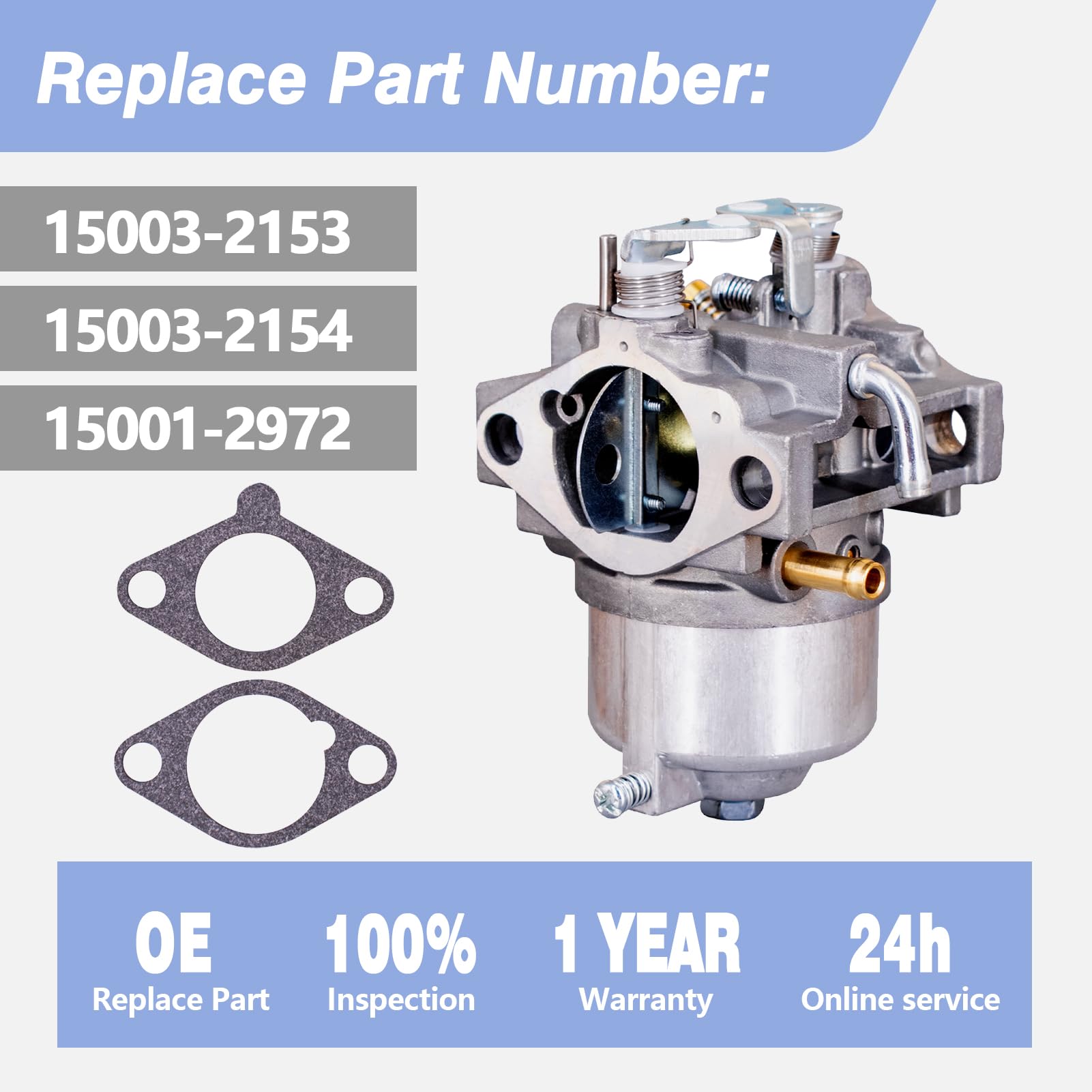 Carburetor Assembly Fits Kawasaki Fc420V 4 Cycle Engine John Deere Dr Brush Mower Carb Replaces 15001-2972 15003-2154 15003-2153