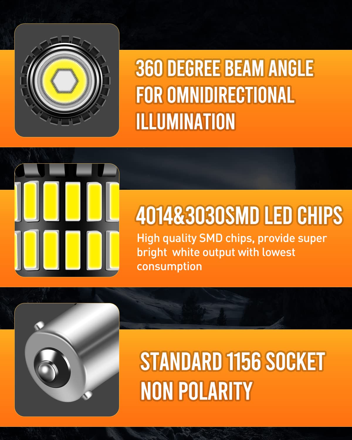 Luyed Newest 1156 Led Bulb, Led Reverse Lights 300% Brighter Xenon White 1340 Lumens Super Bright,Ba15S 1003 1141 P21W 7506 Led
