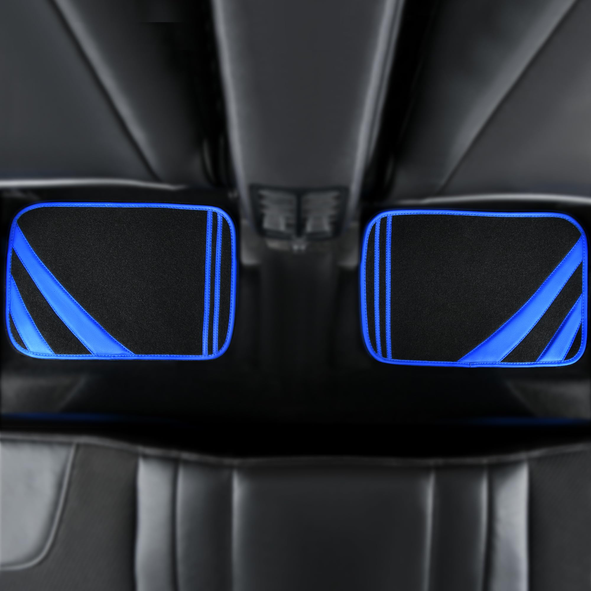 Car Pass Faux Leather Car Mats Blue Edge Waterproof Car Floor Mats Car Carpet Mats 4 Pieces With Double Stitch Line Anti-Slip Ba