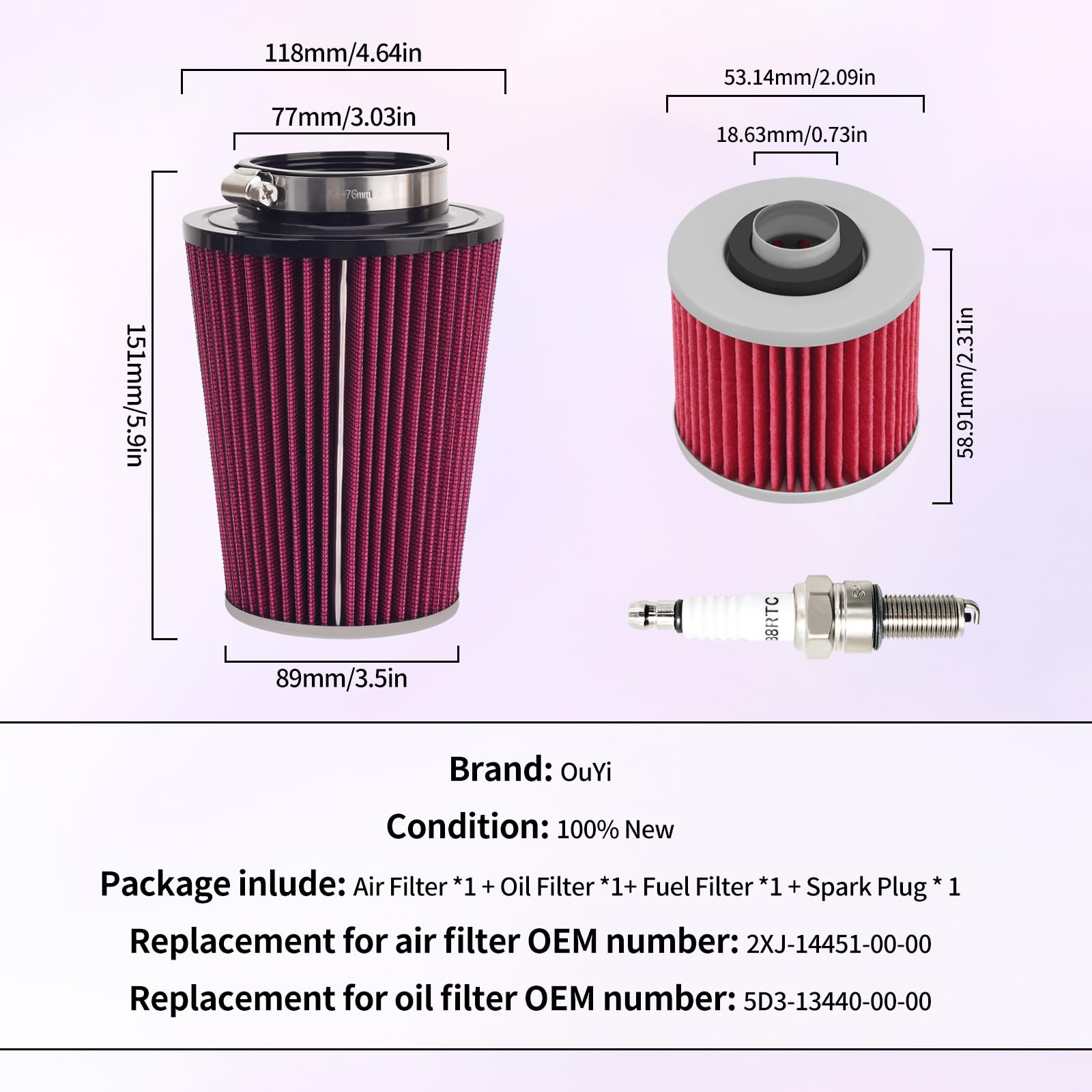 Motorcycle Air Filter & Oil Filter & Spark Plug Replacement For Yamaha Yfm700R Raptor 700R 2006-2022 Yfm700 R Raptor 700 Special
