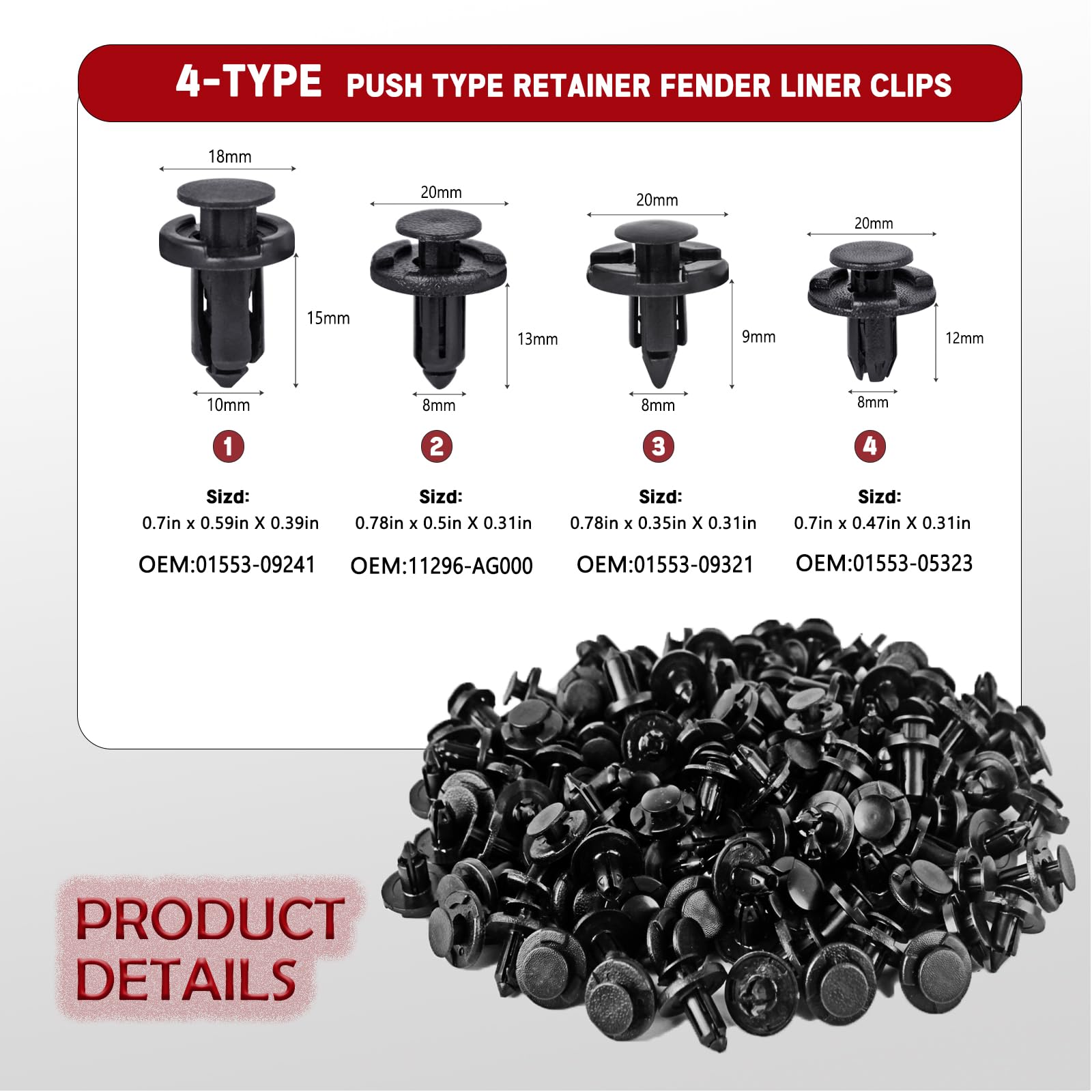 UNIGT Push Type Retainer Fender Liner Clips Compatible with Nissan/Infiniti Front Bumper Plastic Fasteners Replace 01553-05323,