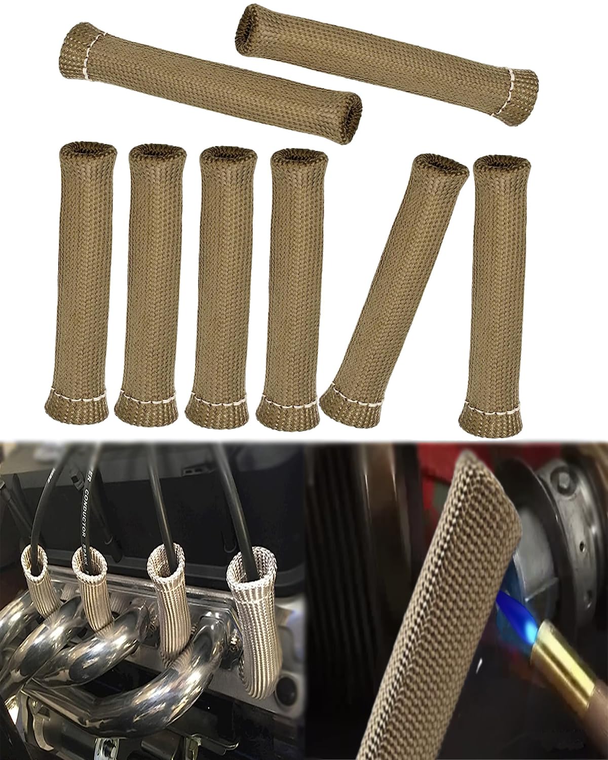 Spark Plug Wire Heat Shield - 8 Pcs 2500 Spark Plug Wire Boots Protector, 6 Inches Spark Plug Heat Sleeve Protection Cover Repla